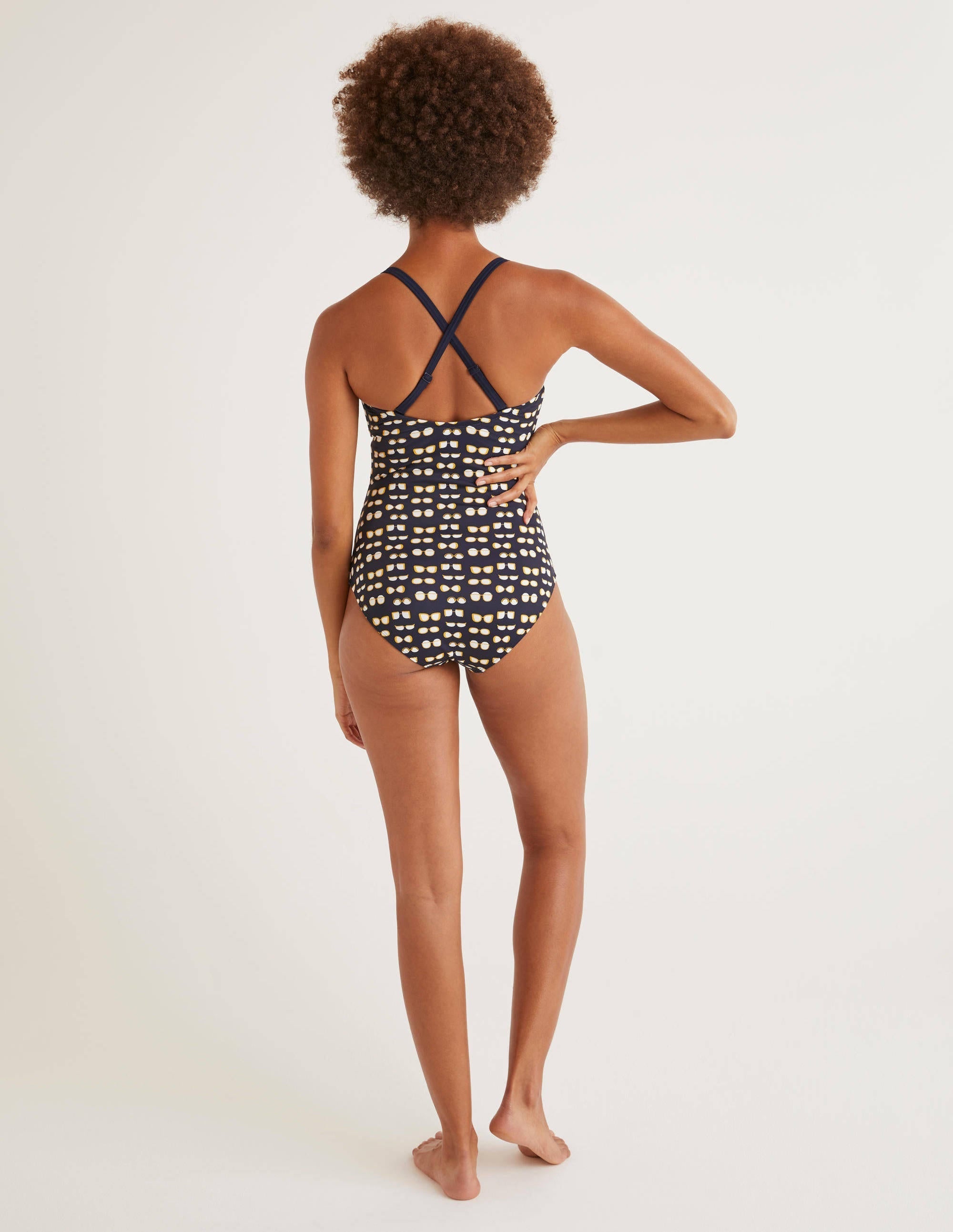 Ischia Bandeau Swimsuit-Navy, Lunettes - Image 3