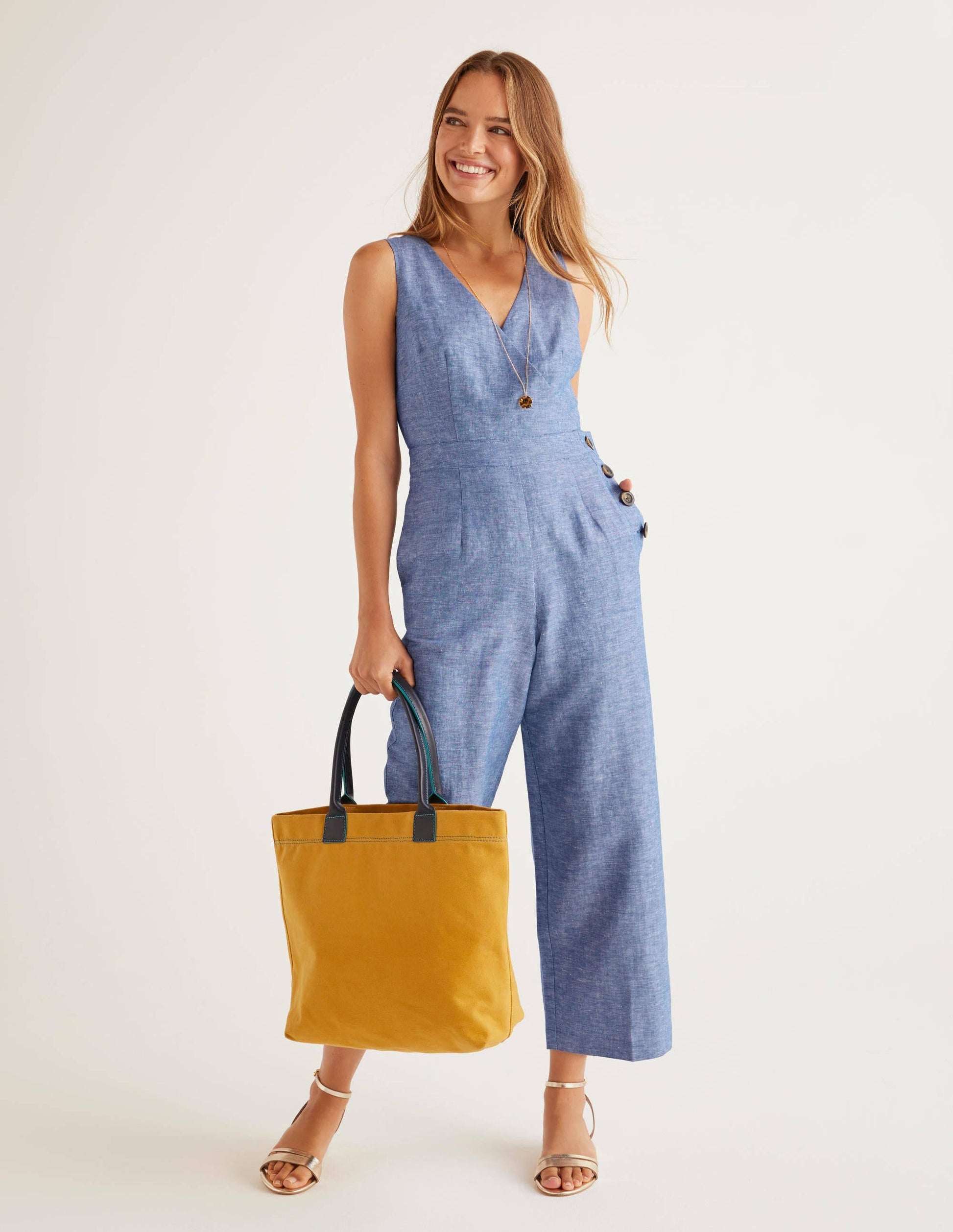 Dorothea Wrap Jumpsuit-Chambray-2