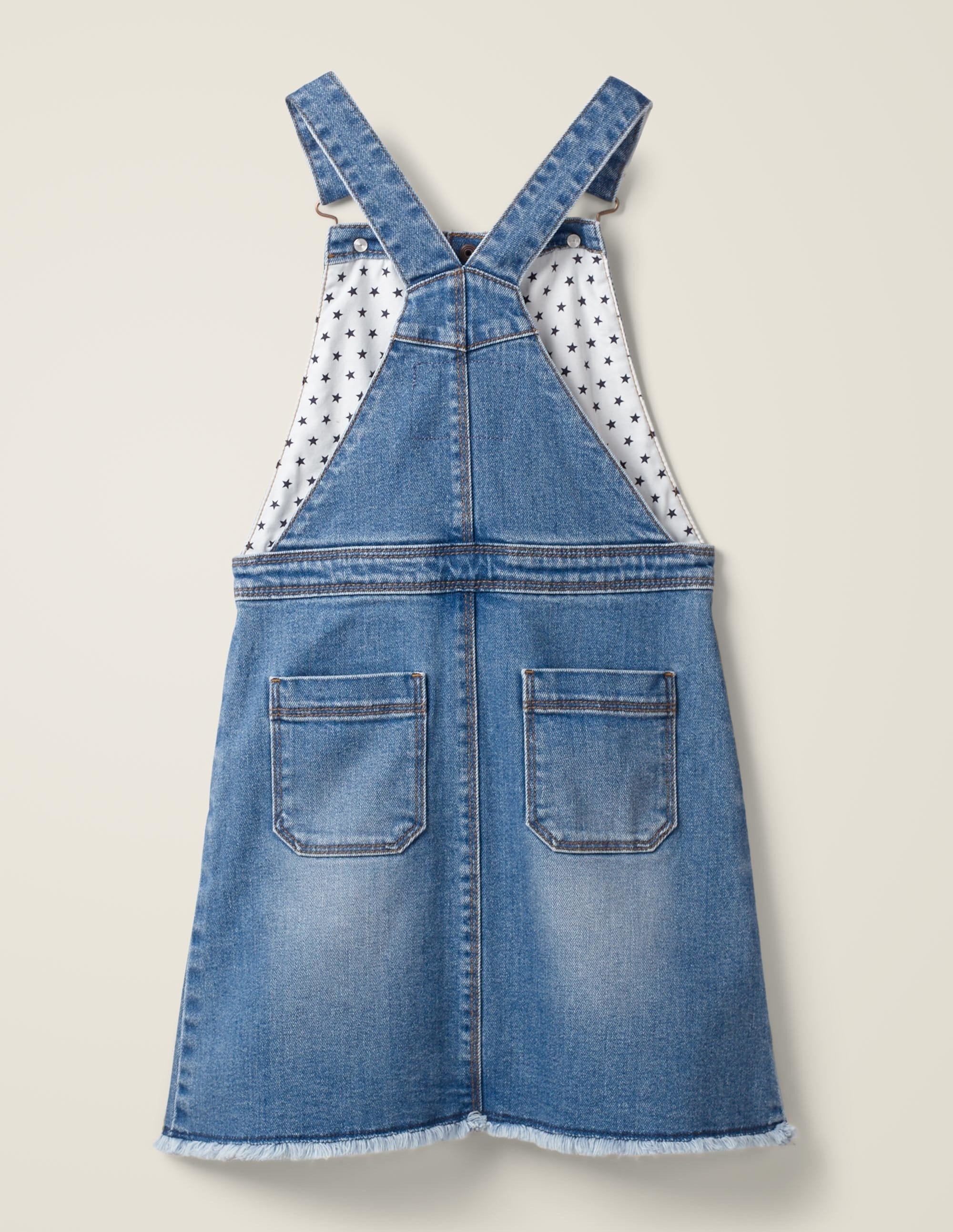 Button Through Dungaree Dress-Mid Vintage Denim - Image 2