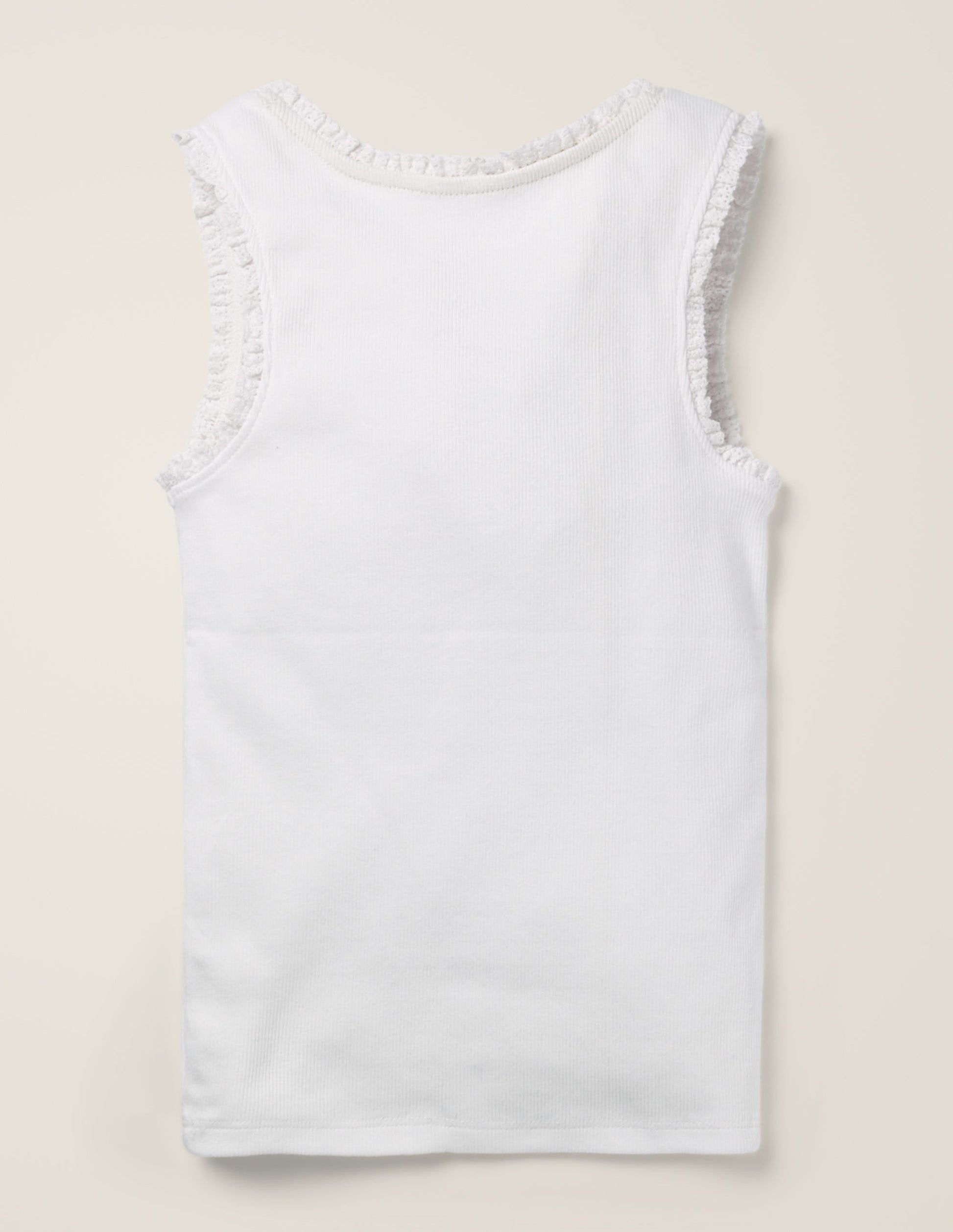 Lace Trim Ribbed Vest-White-2