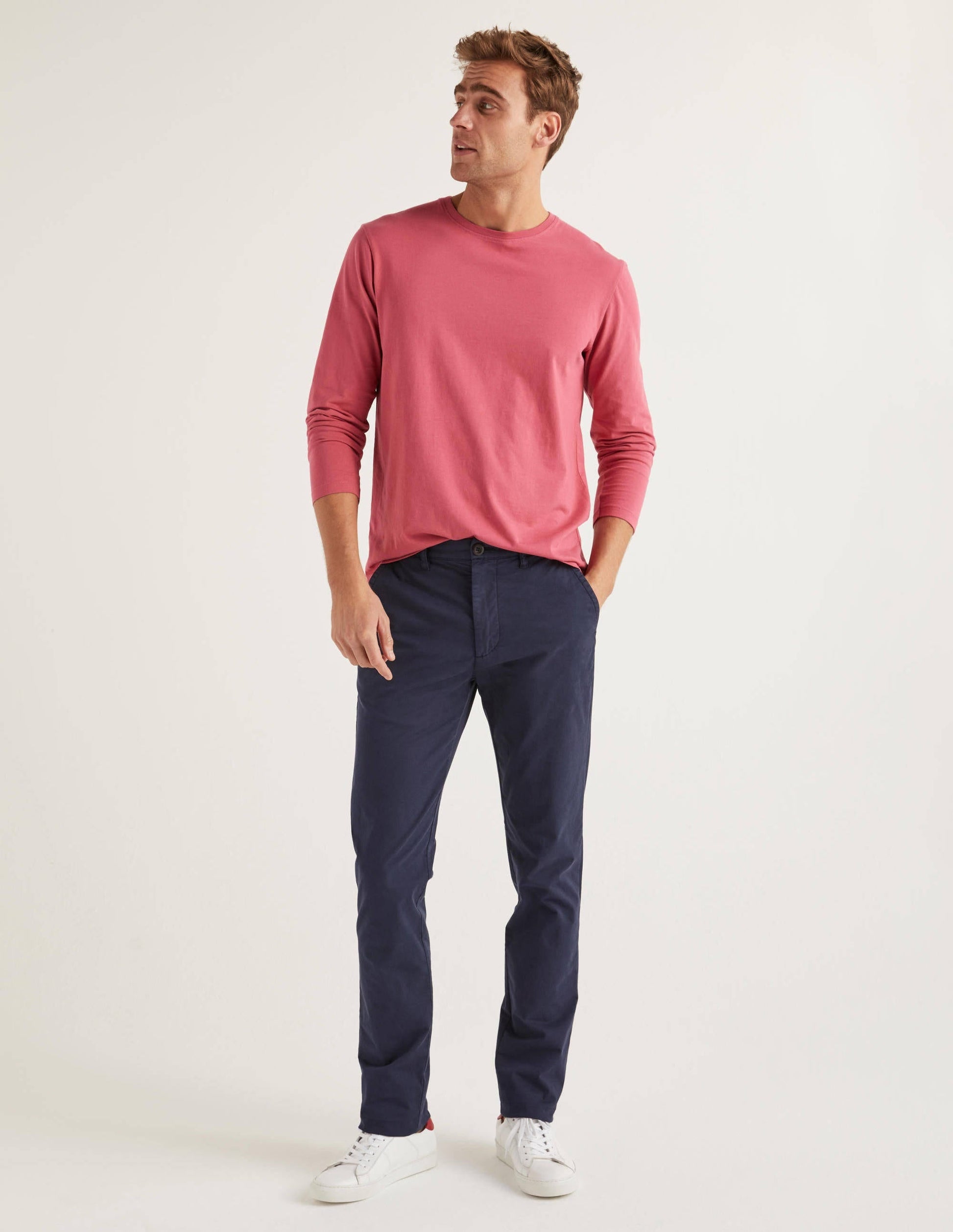 Lightweight Slim Chinos-Navy-1