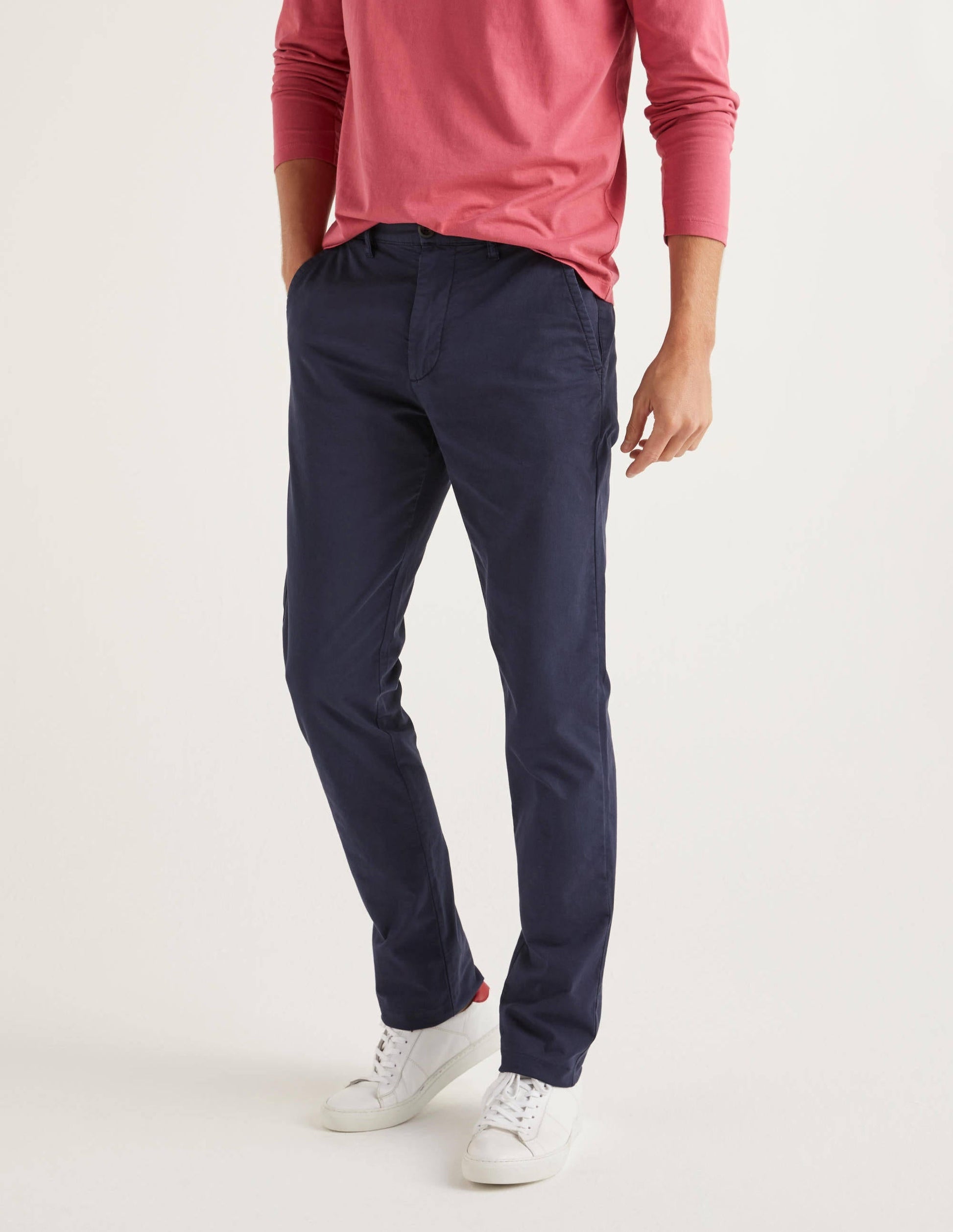 Lightweight Slim Chinos-Navy-2