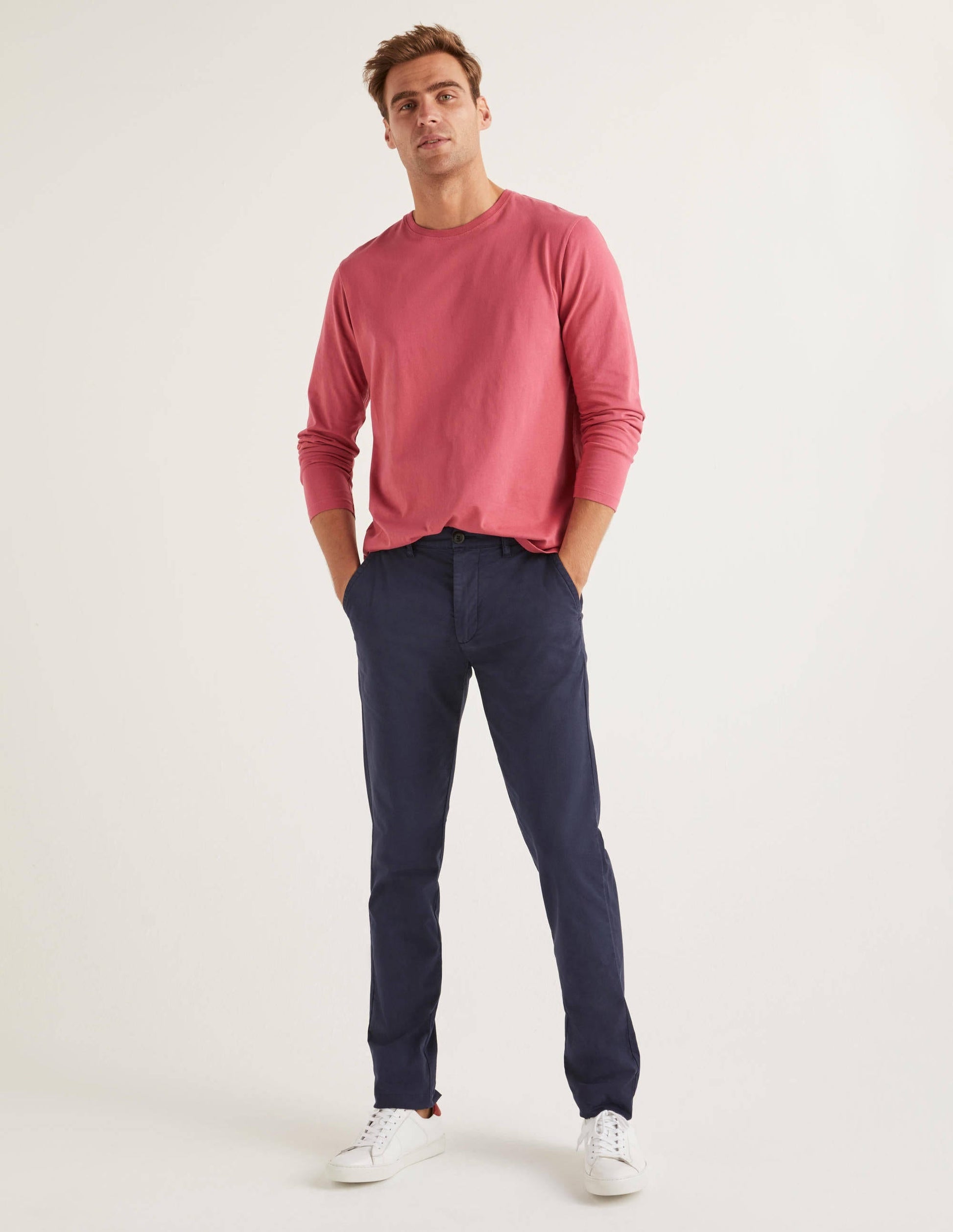 Lightweight Slim Chinos-Navy-3