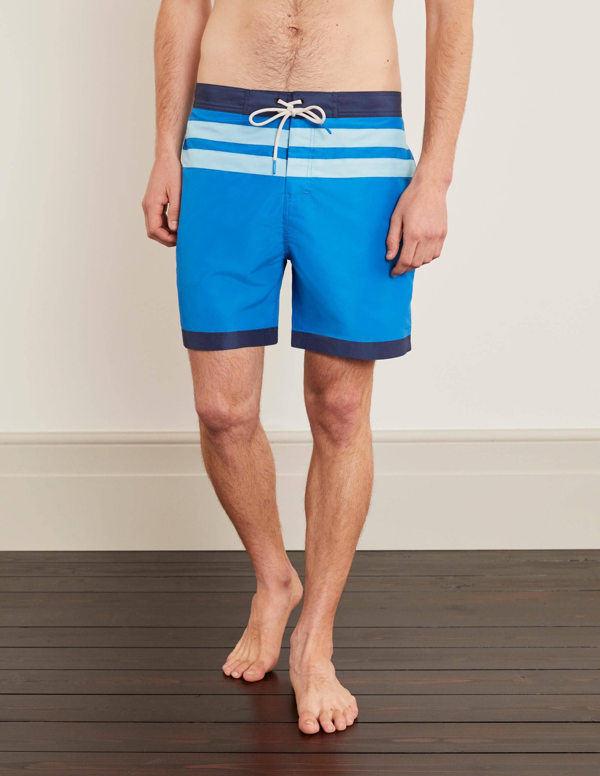 Stripe Detail Swimshorts-Blues Multi - Image 1