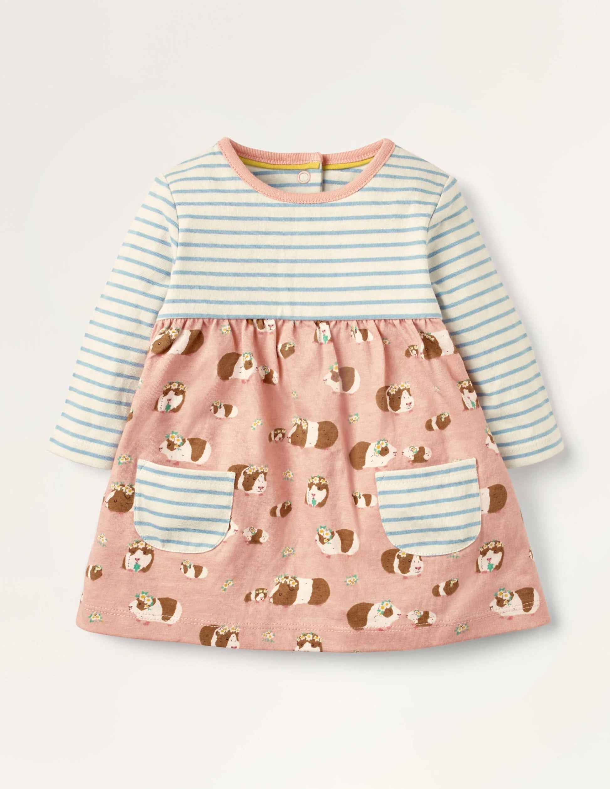 Jersey Hotchpotch Dress-Chalky Pink Baby Guinea-1