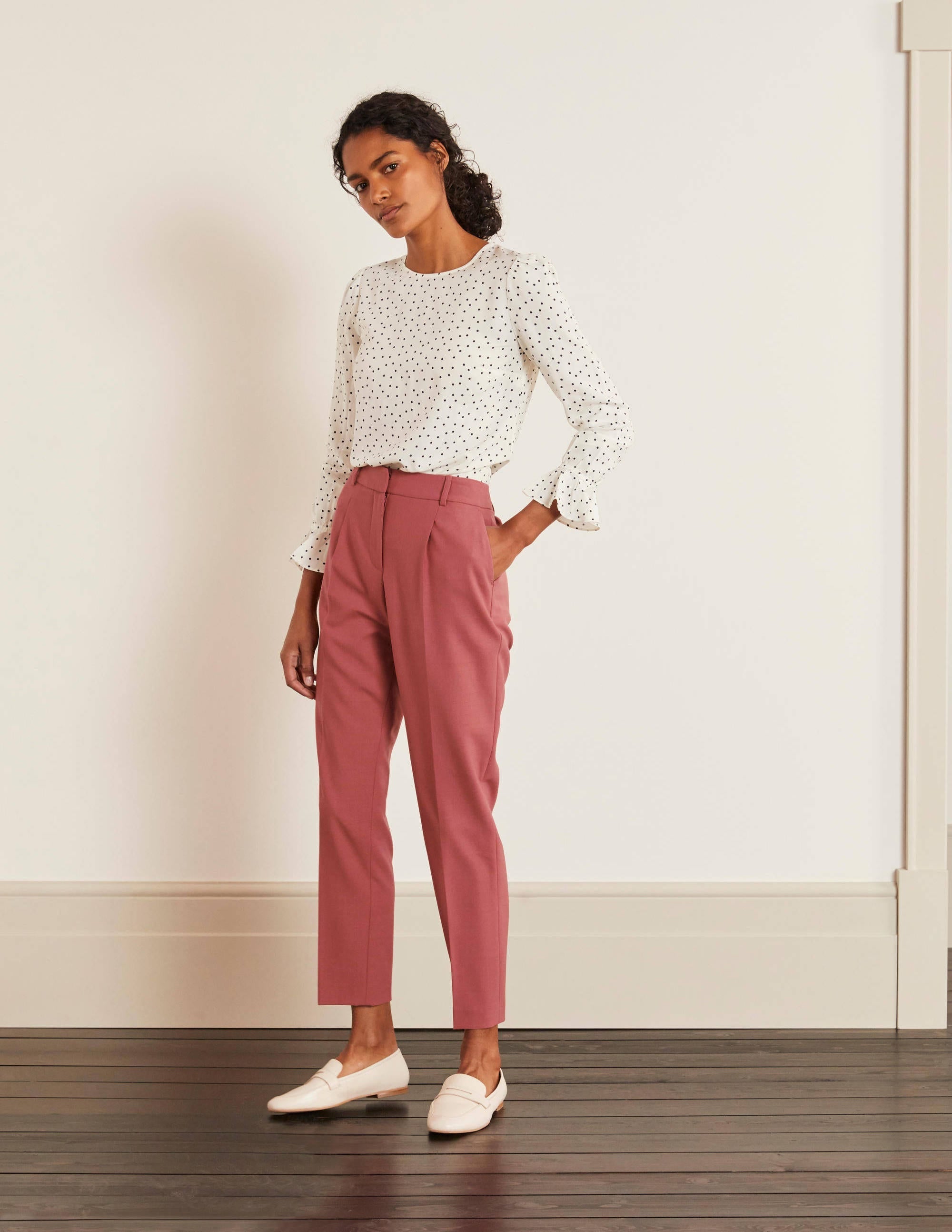 Bridport Straight Leg Trousers-Dusty Rose - Image 4