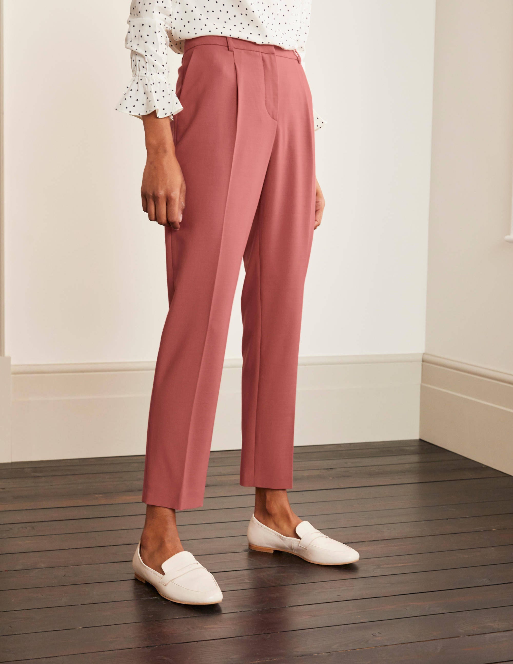 Bridport Straight Leg Trousers-Dusty Rose - Image 1