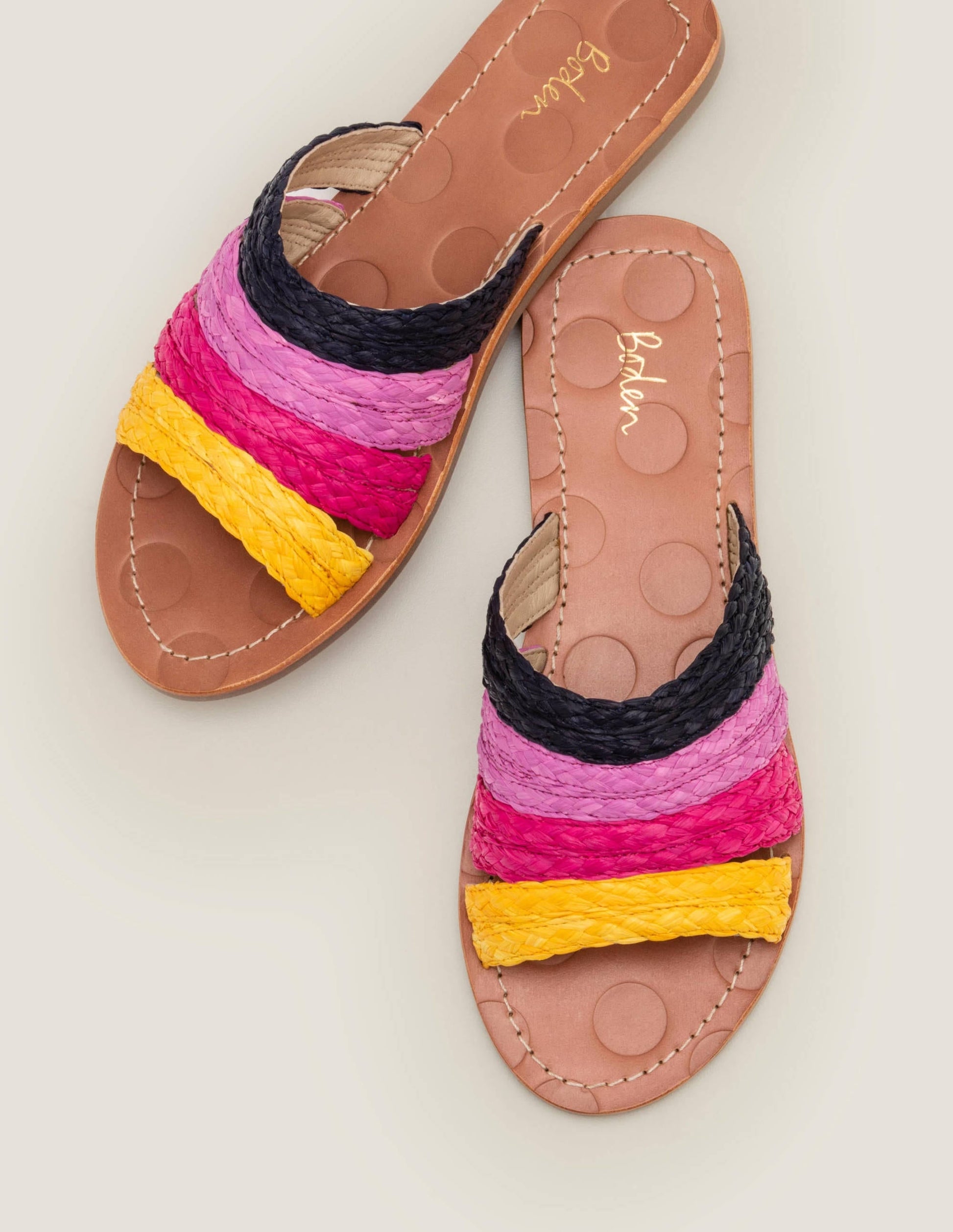 Leonora Raffia Slides-Multi-1