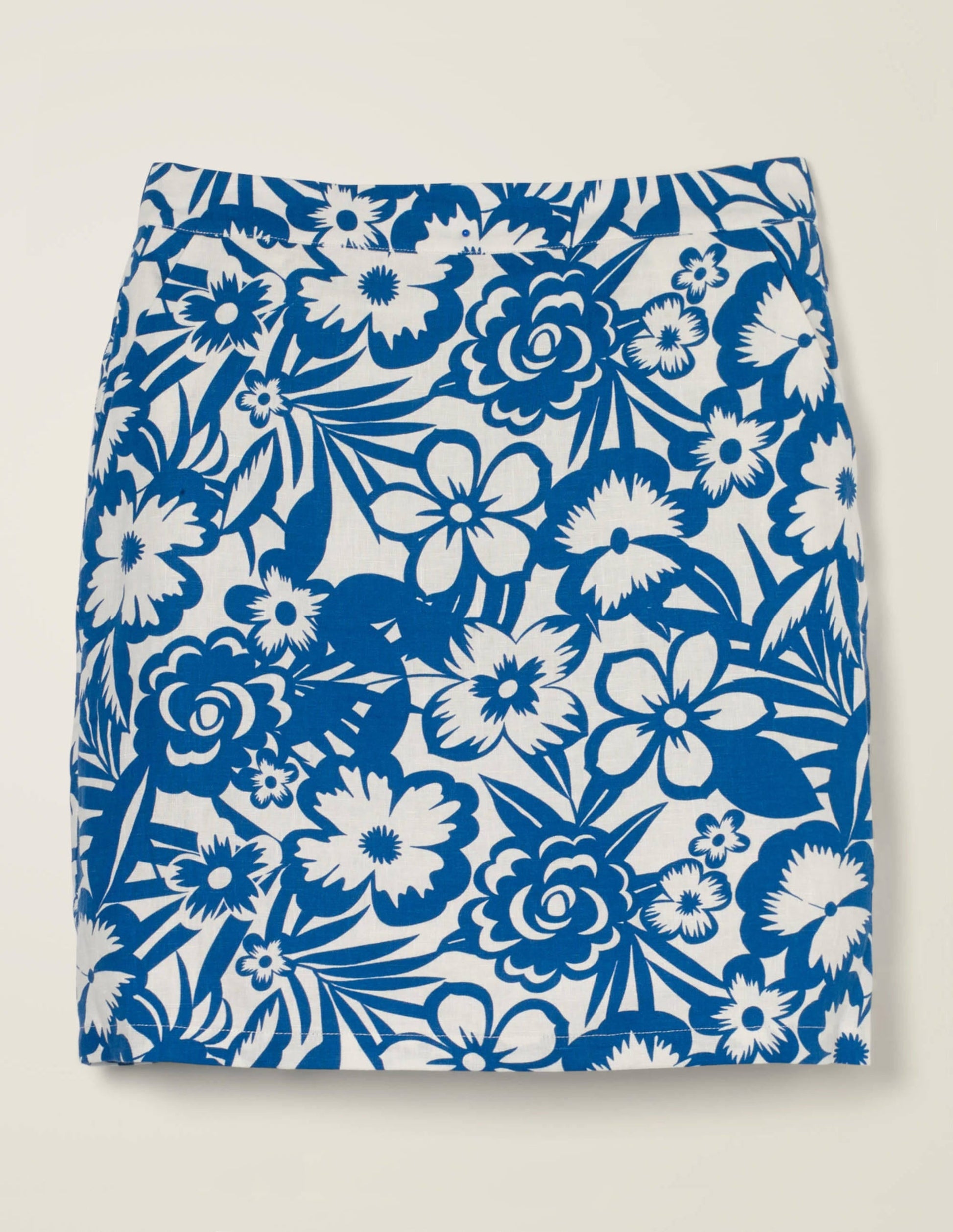 Lathbury Linen Mini Skirt-Blue Floral-5