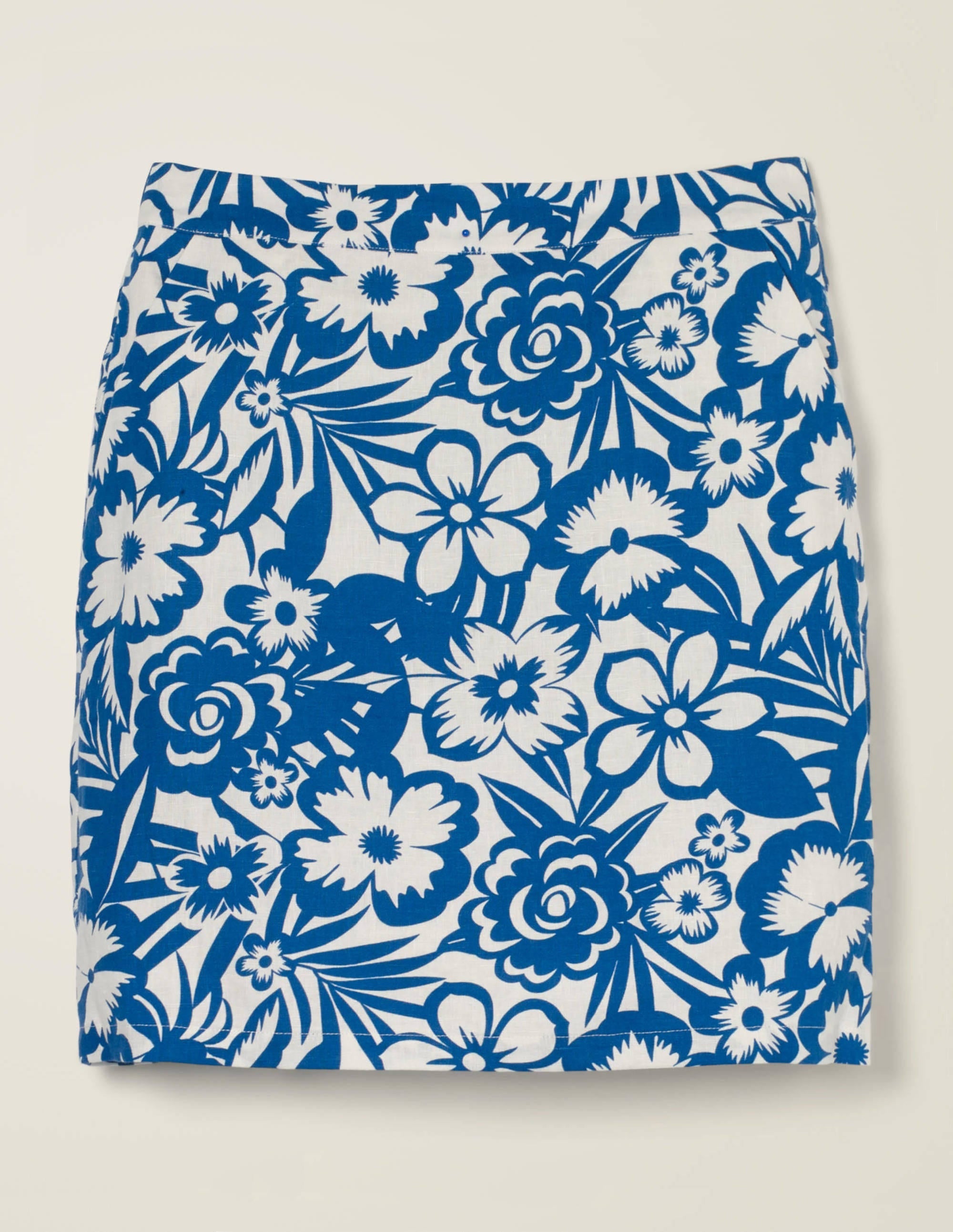 Lathbury Linen Mini Skirt-Blue Floral - Image 5
