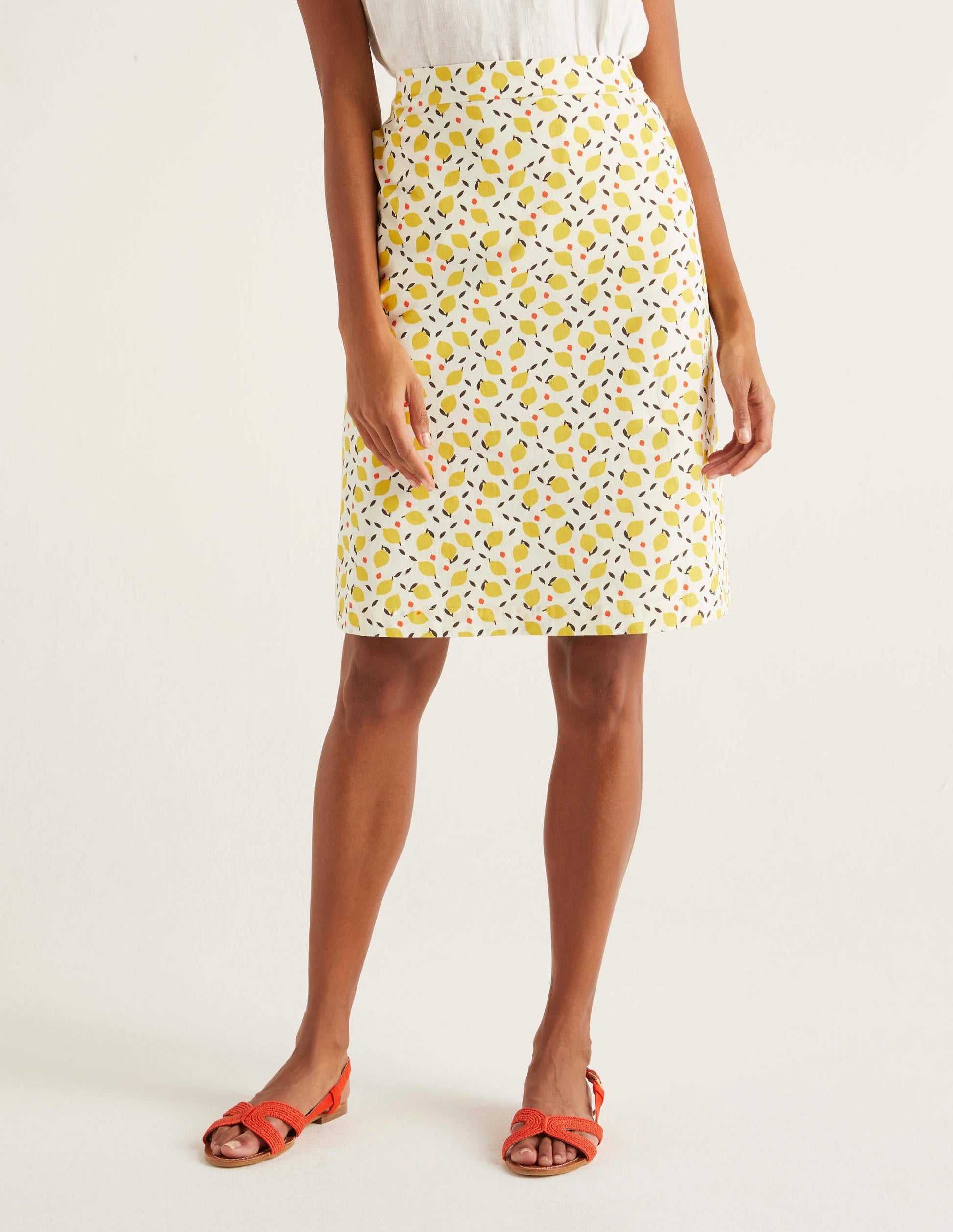 Francesca A-line Skirt-Ivory, Lemon Fruit-1