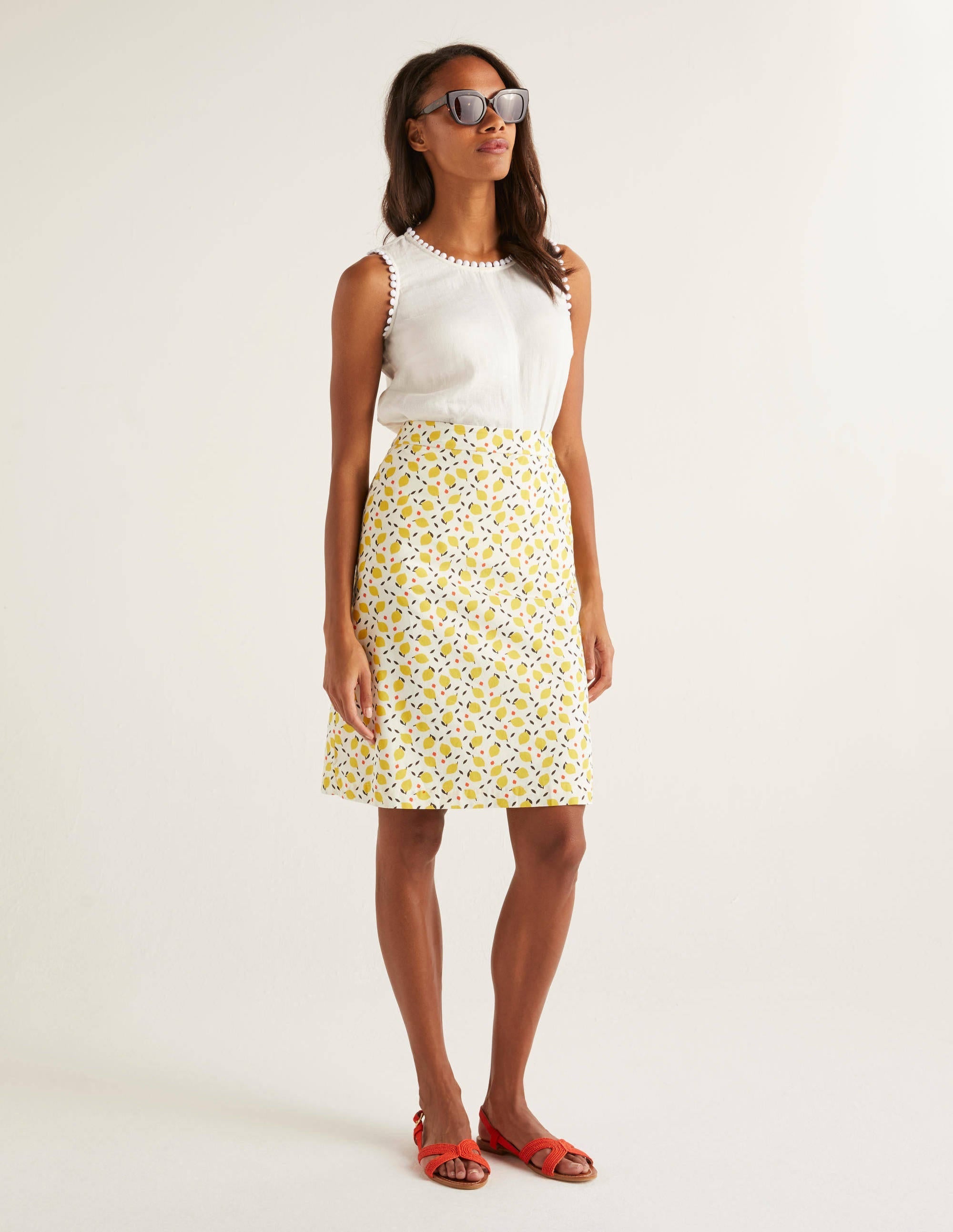 Francesca A-line Skirt-Ivory, Lemon Fruit - Image 2
