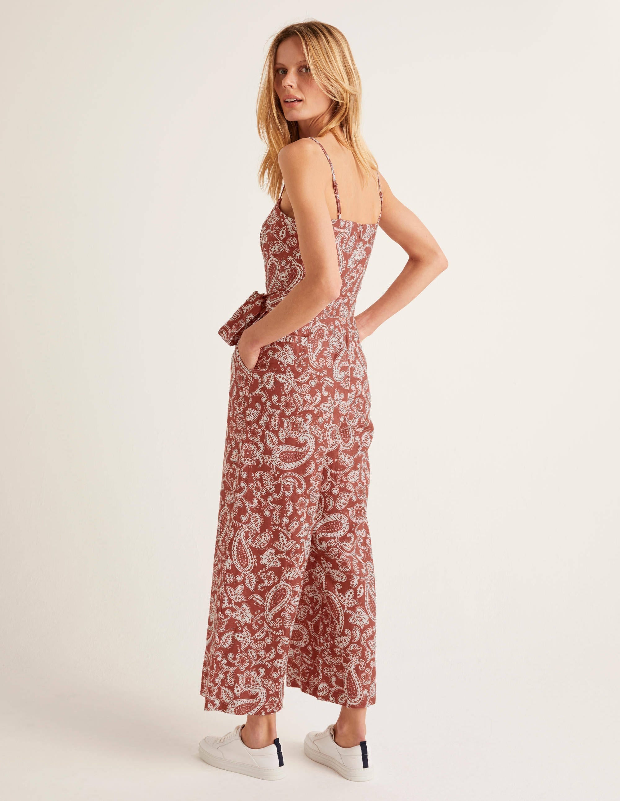 Colette Linen Jumpsuit-Red Paisley - Image 3