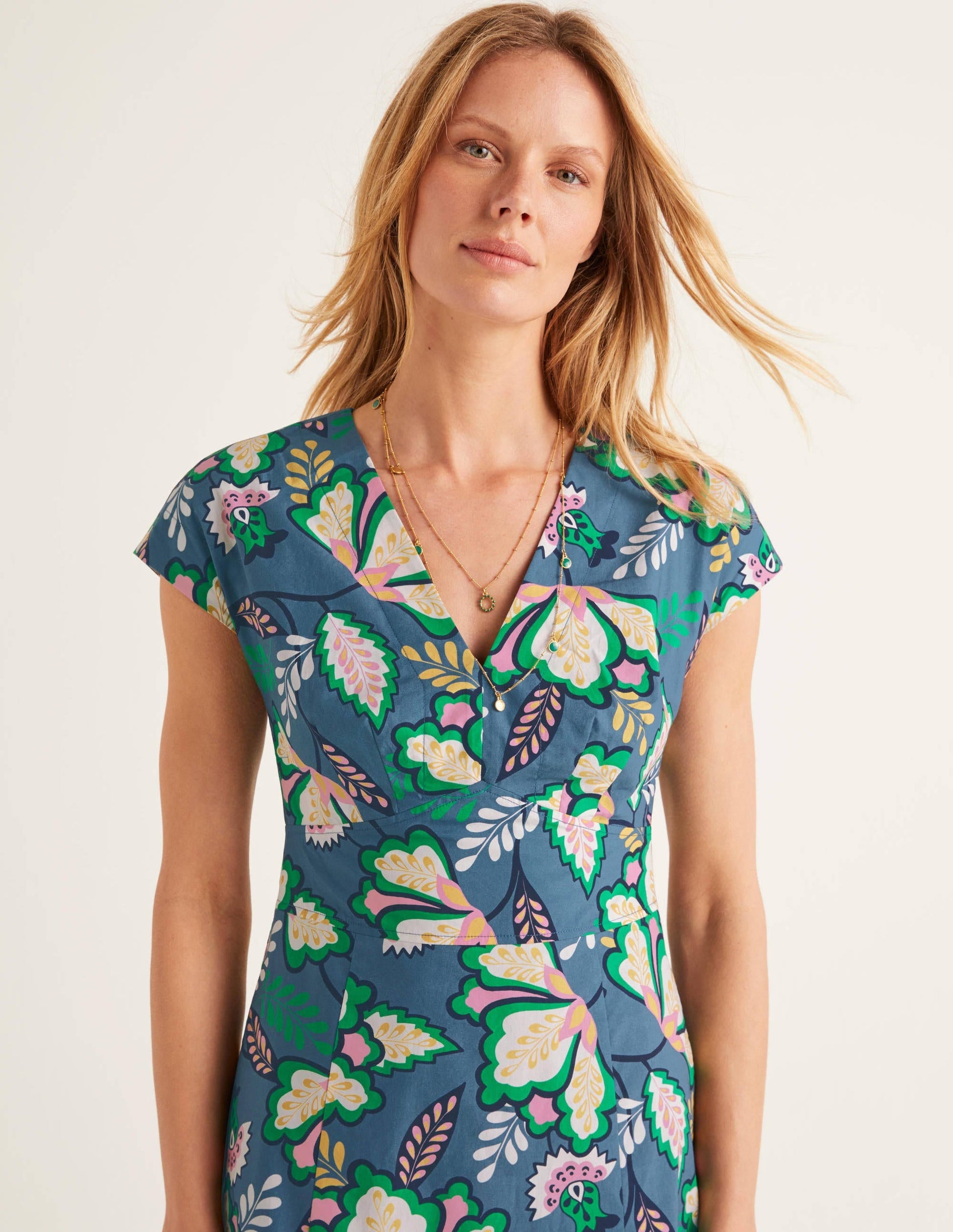 Natasha Cotton Dress-Sailor, Jungle Bloom-1