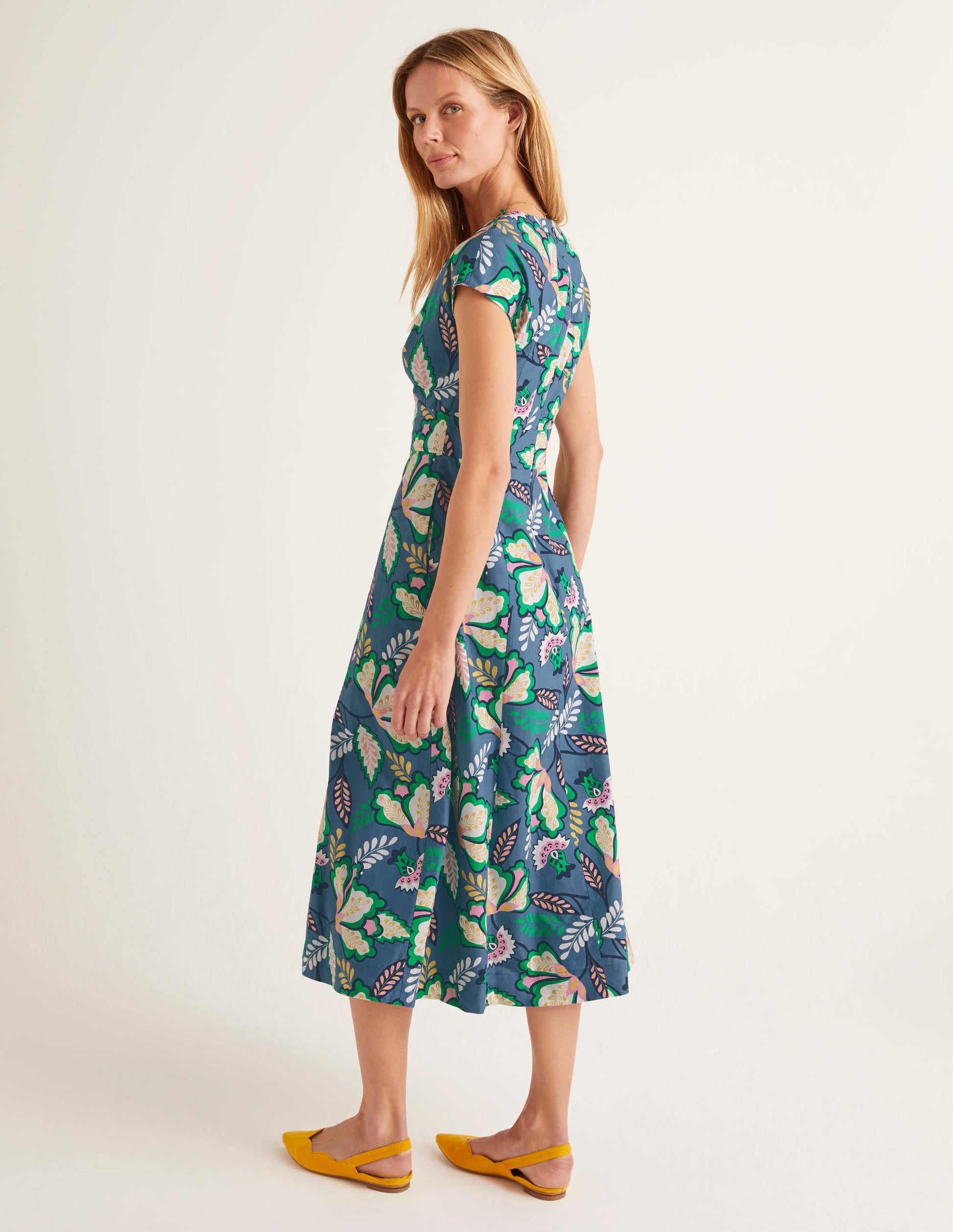 Natasha Cotton Dress-Sailor, Jungle Bloom-3