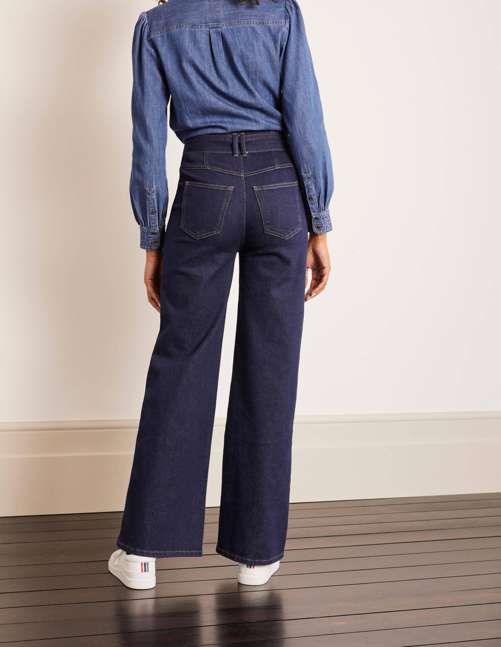 Tie Detail Wide Leg Jeans-Indigo - Image 8