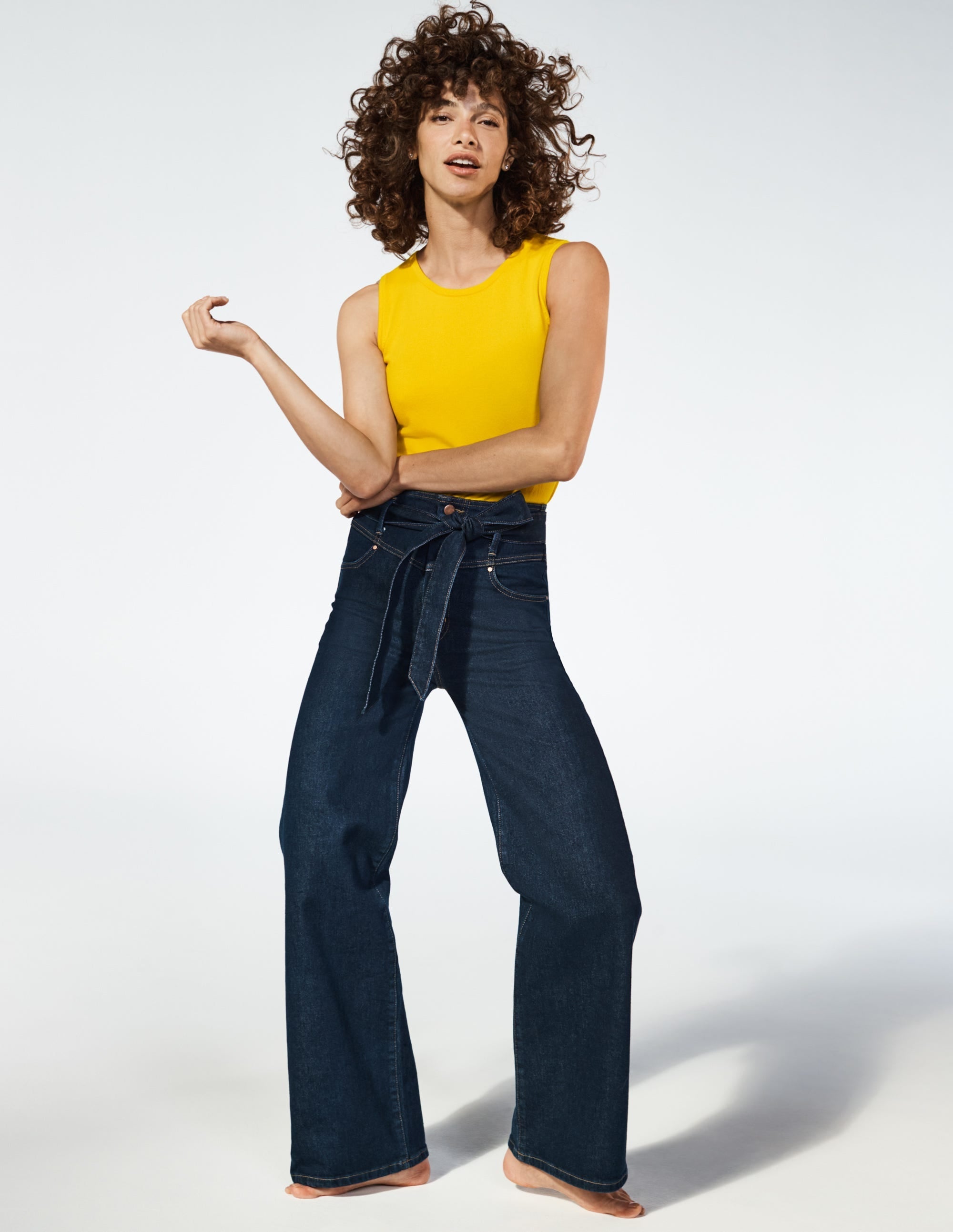 Tie Detail Wide Leg Jeans-Indigo - Image 10