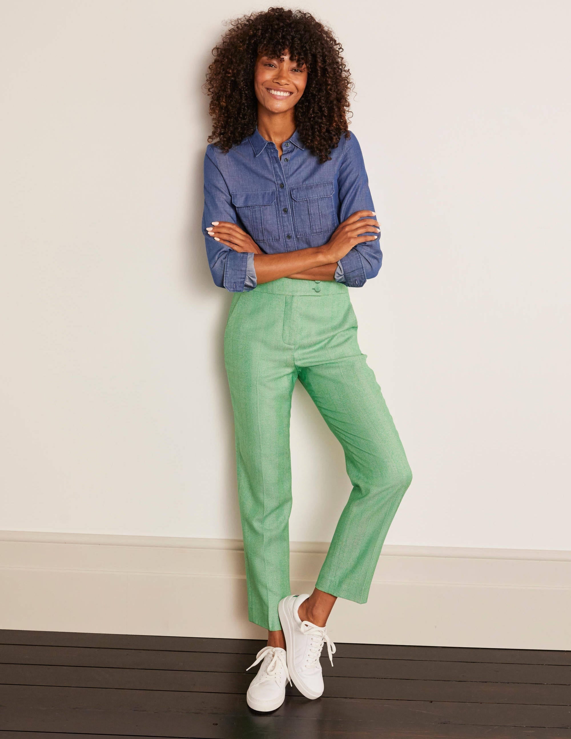 Kennford Tweed Trousers-Green Herringbone - Image 5