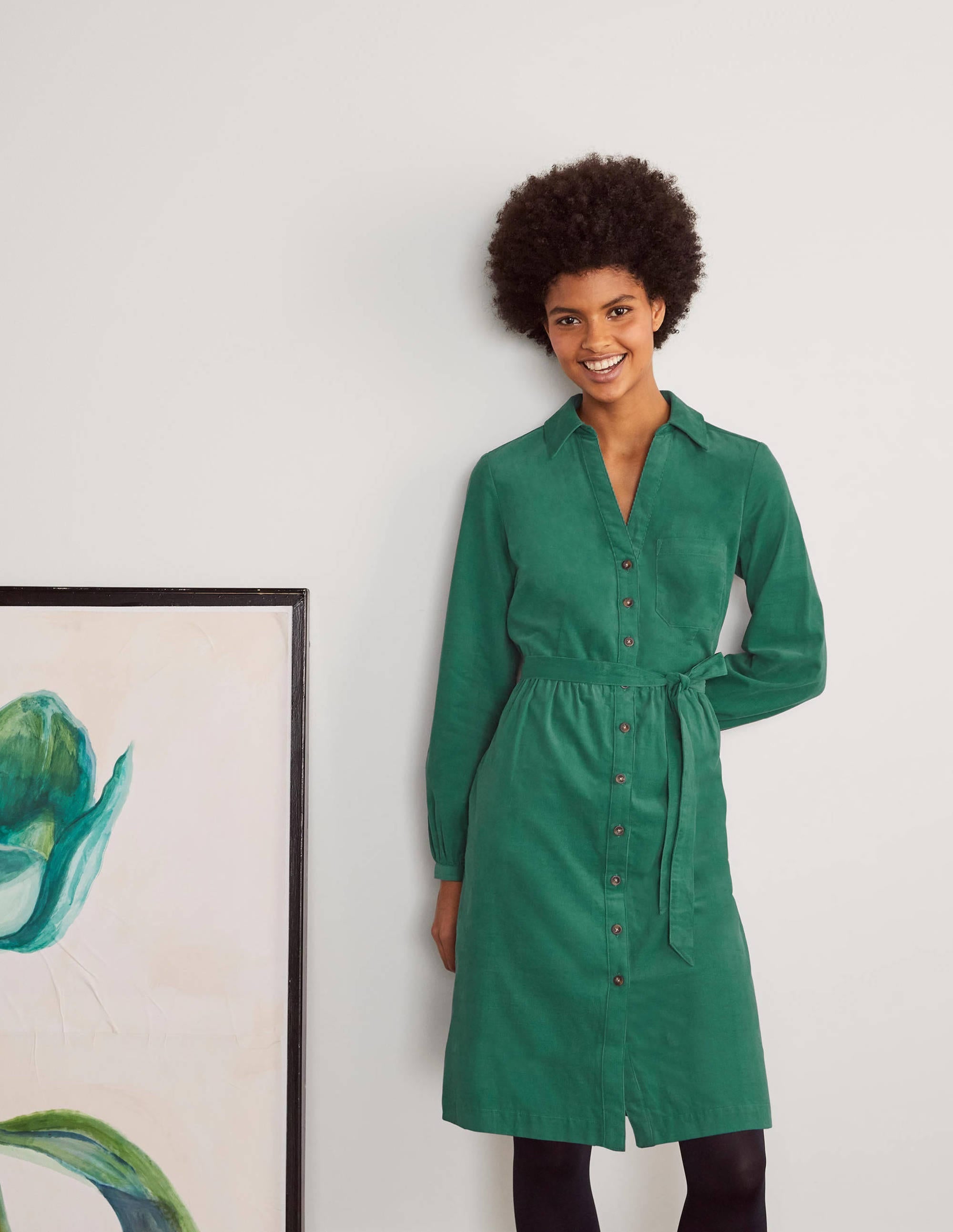 Olympia Shirt dress-Deep Forest - Image 4
