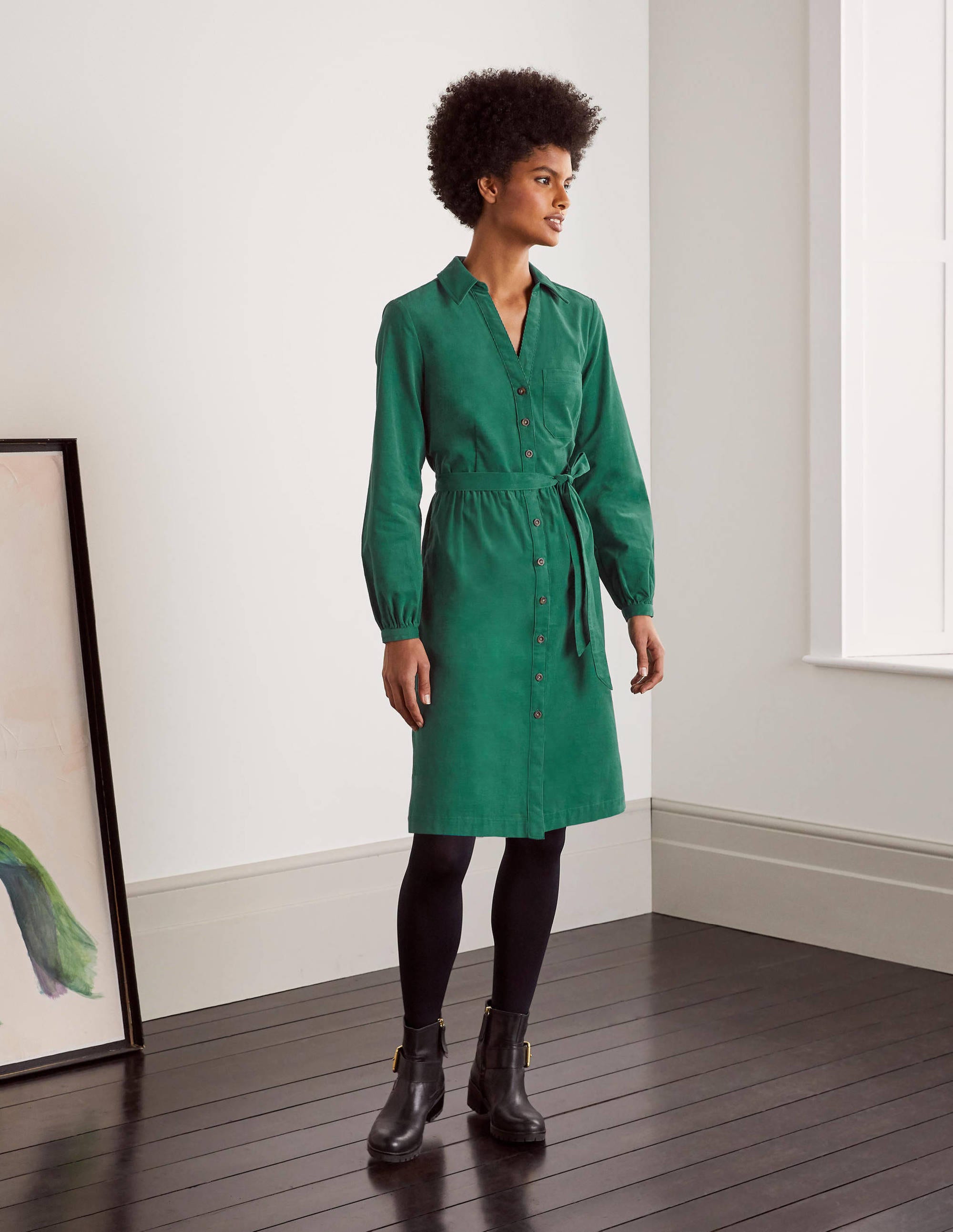 Olympia Shirt dress-Deep Forest - Image 1
