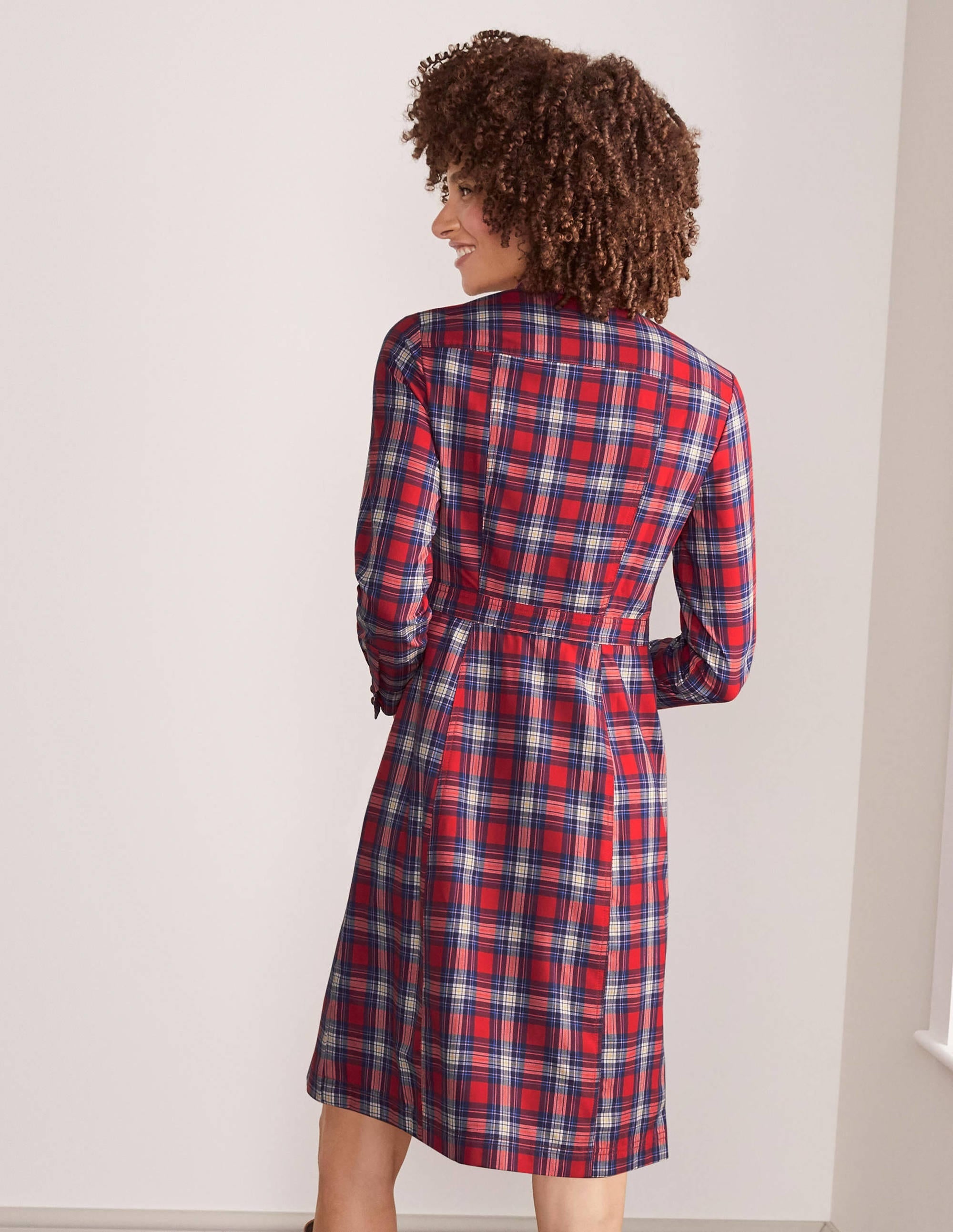 Elspeth Shirt Dress-Red and Ivory Check - Image 2