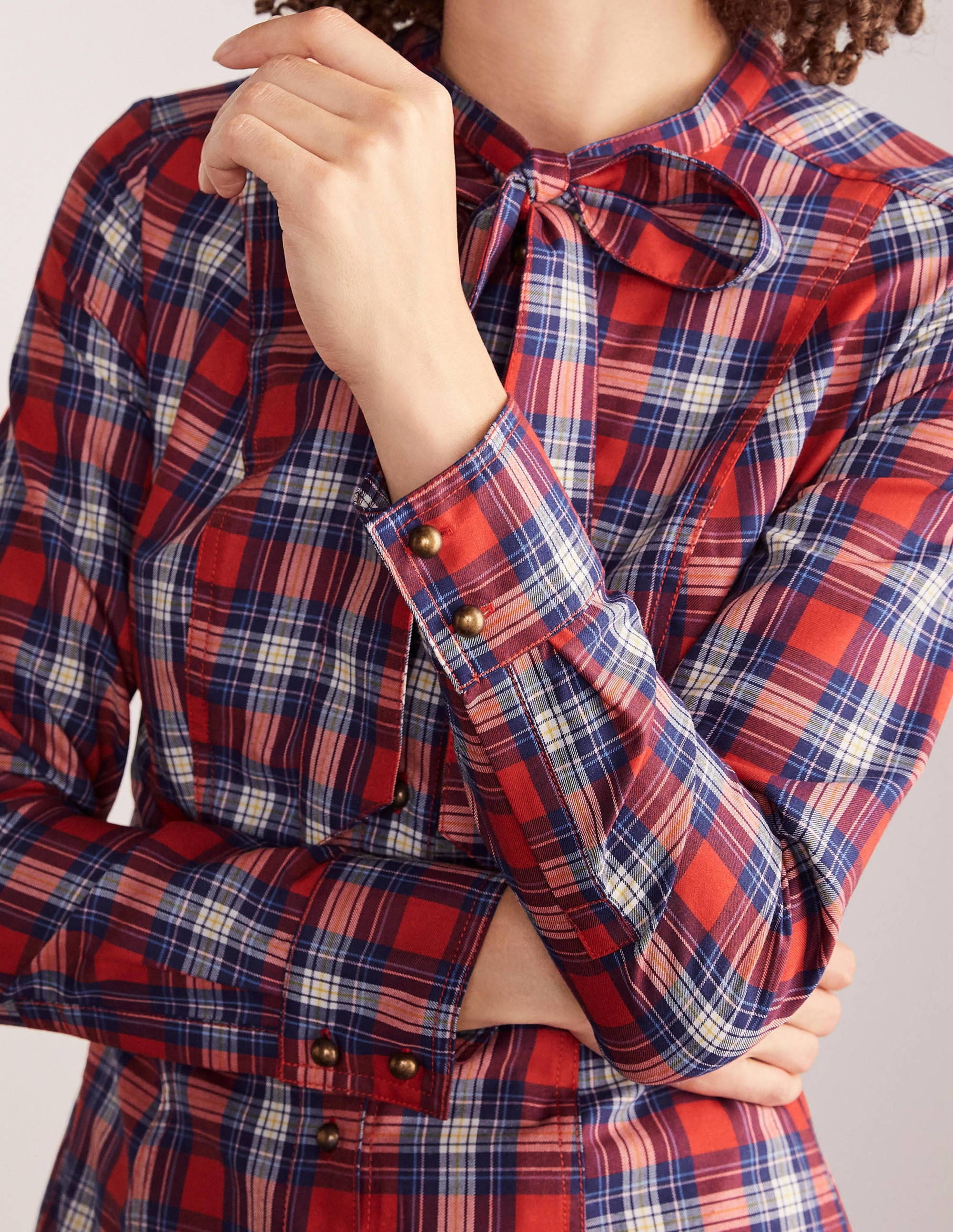 Elspeth Shirt Dress-Red and Ivory Check - Image 3