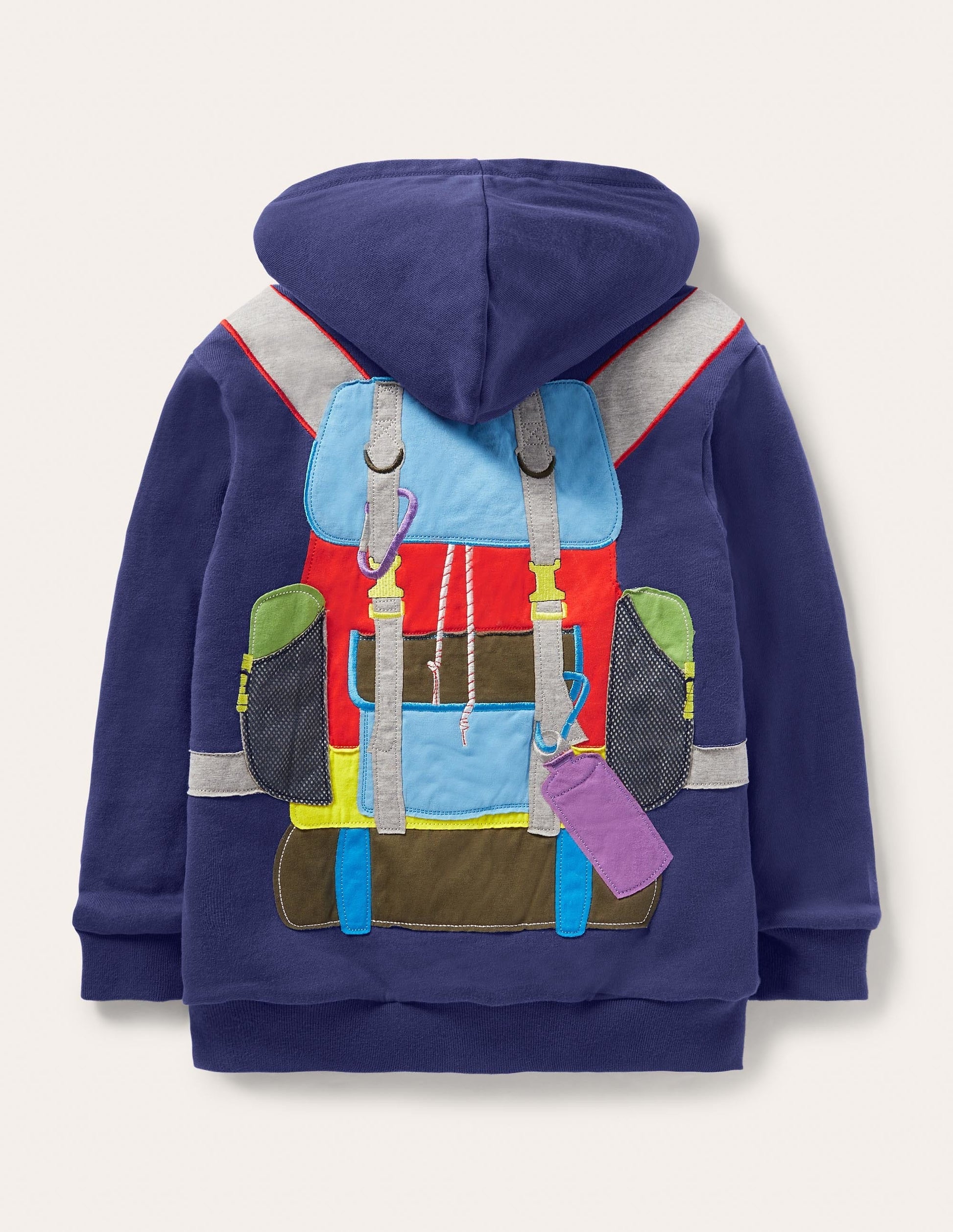 Shaggy-lined Appliqué Hoodie-Starboard Blue Backpack-2