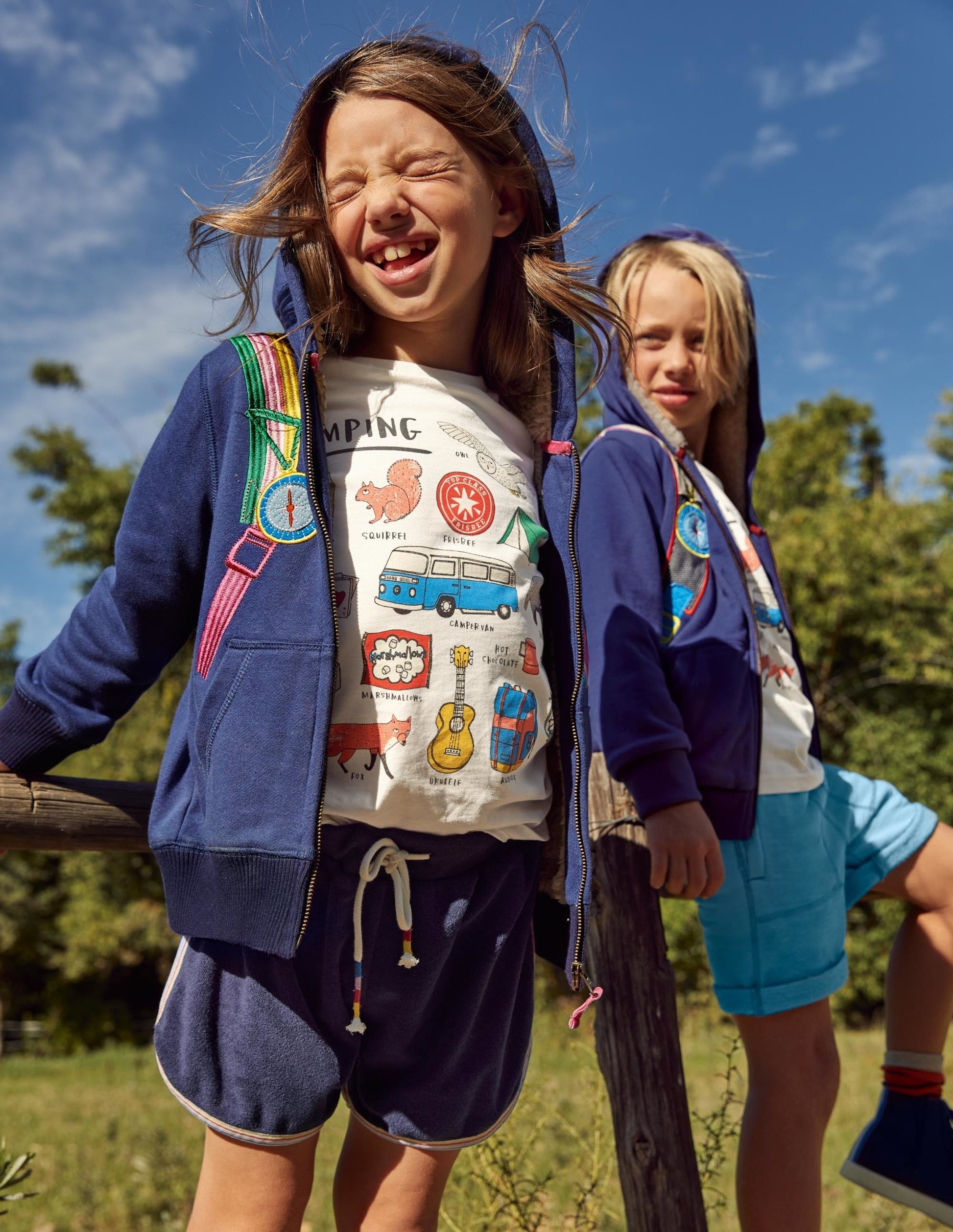 Shaggy-lined Appliqué Hoodie-Starboard Blue Backpack-4