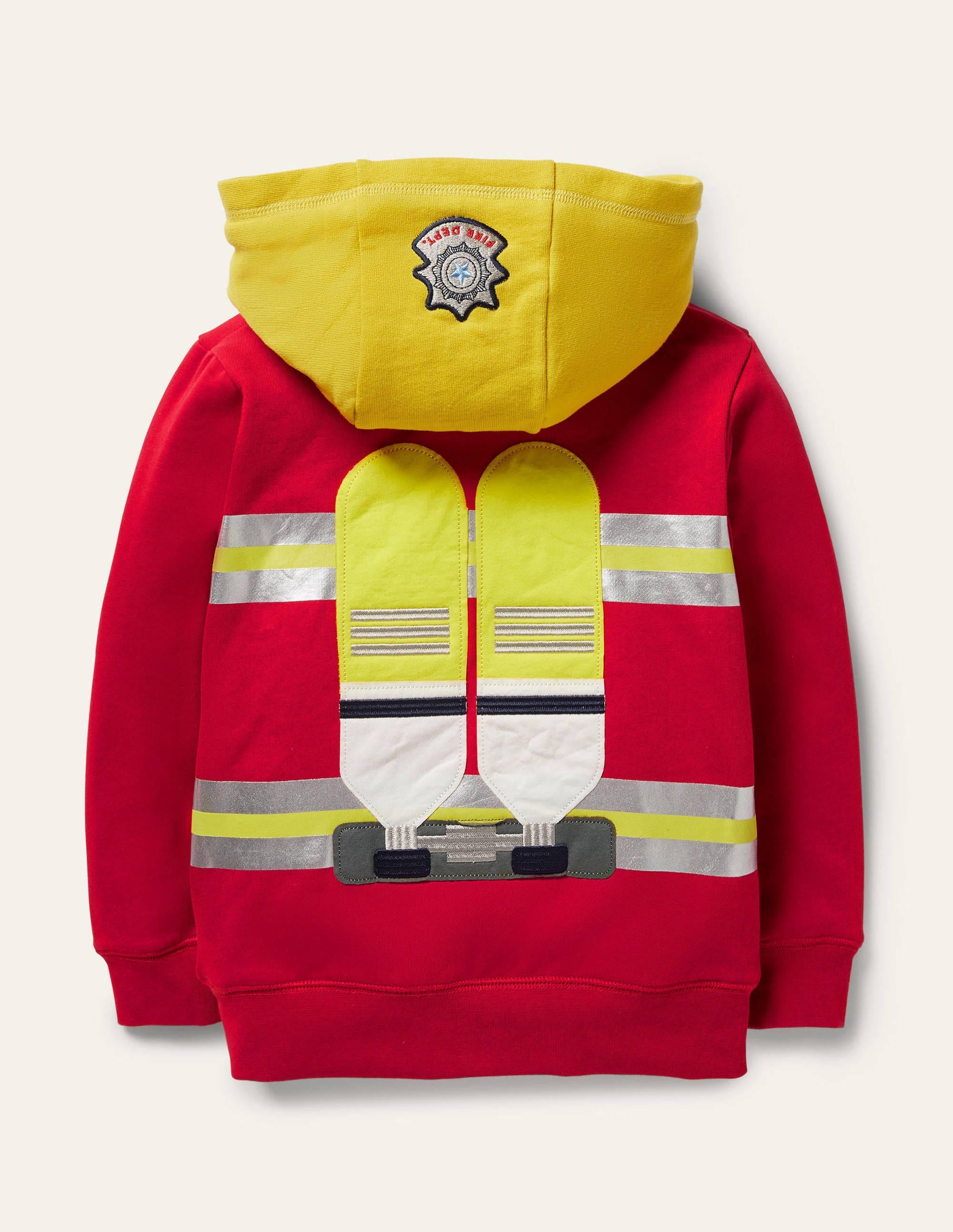 Shaggy-lined Appliqué Hoodie-Rockabilly Red Fireman - Image 2