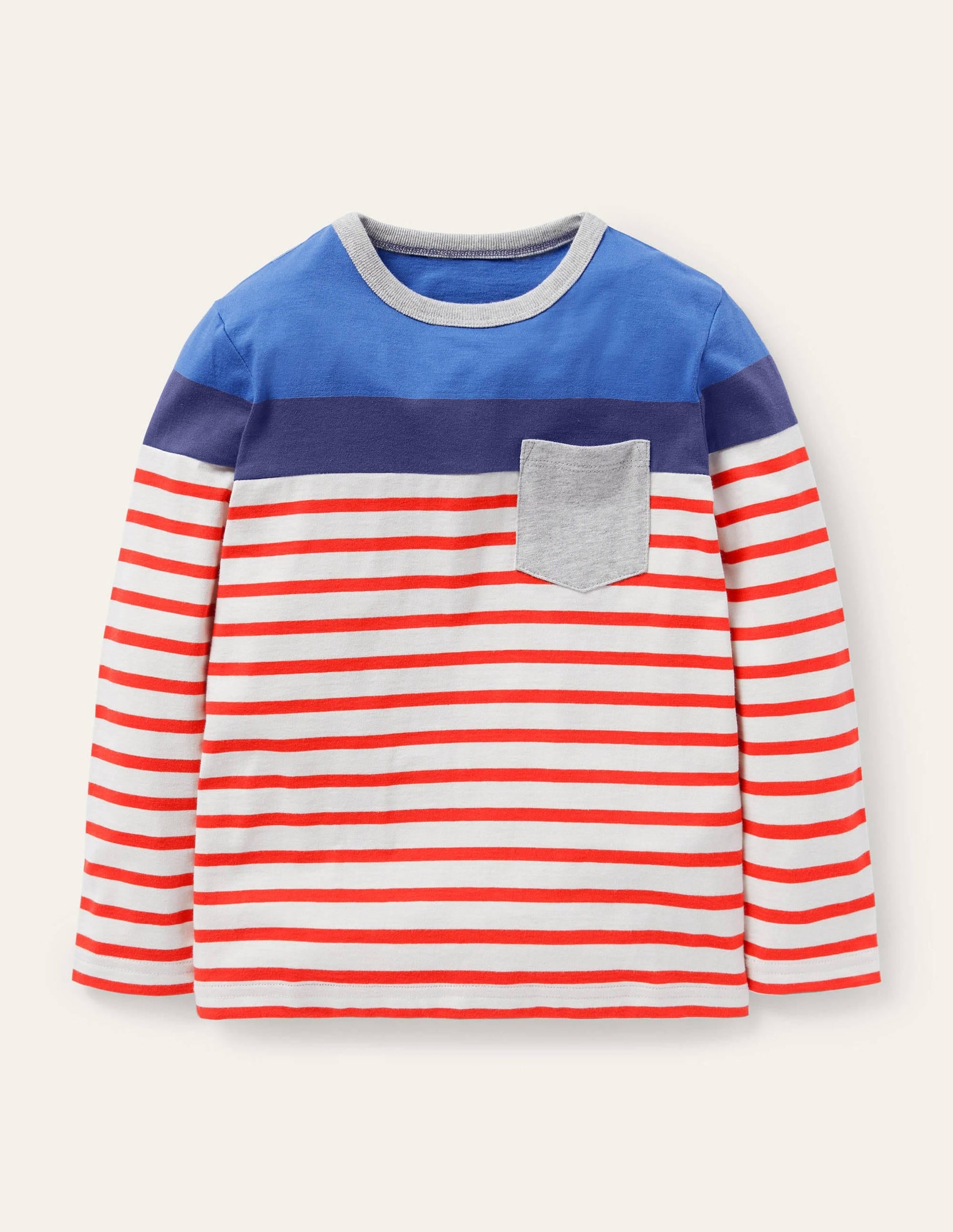 Colourblock Breton T-Shirt-Rocket Red/Elizabethan Blue-1