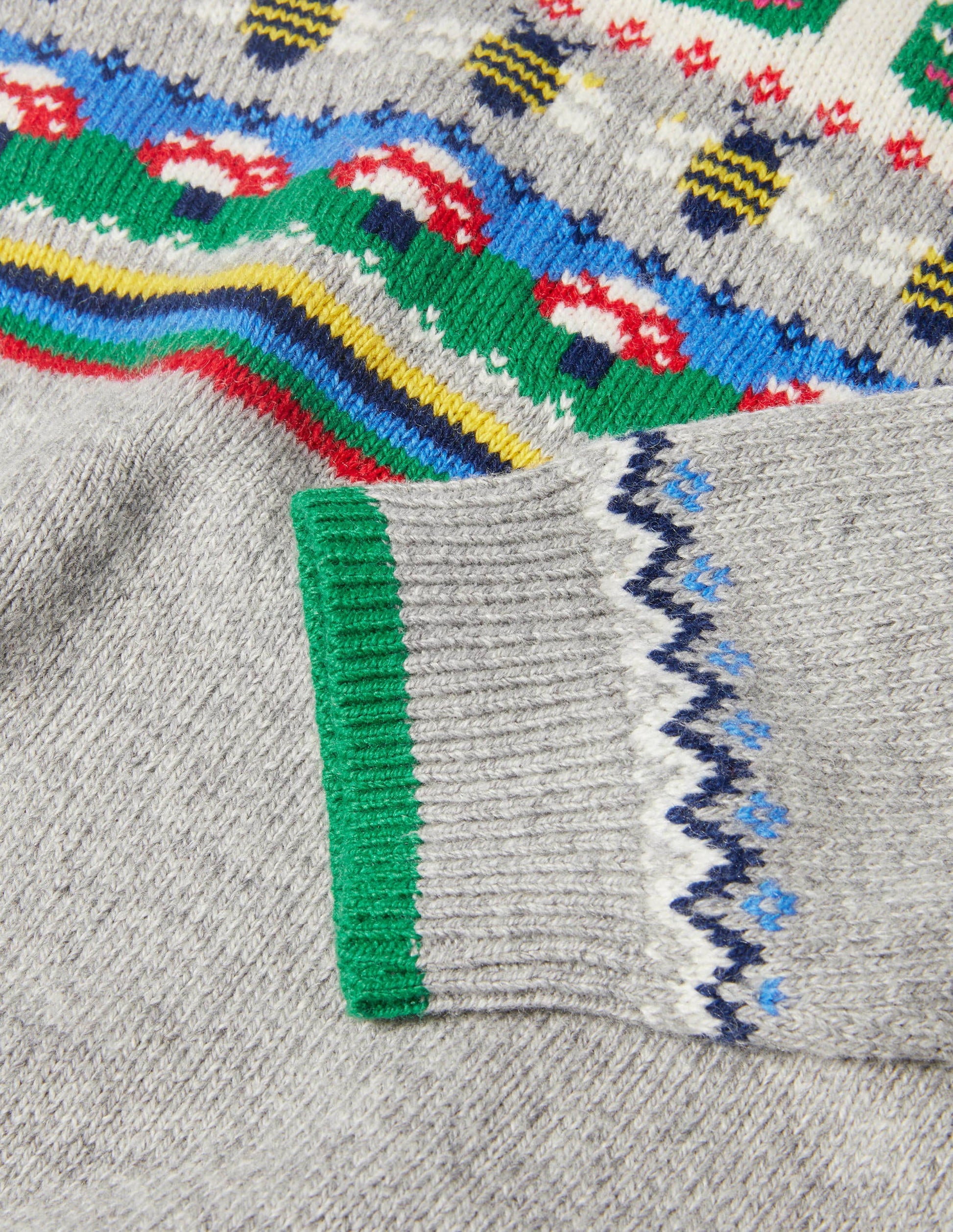 Fair Isle Crew Jumper-Grey Marl/Green Pepper Frog-3