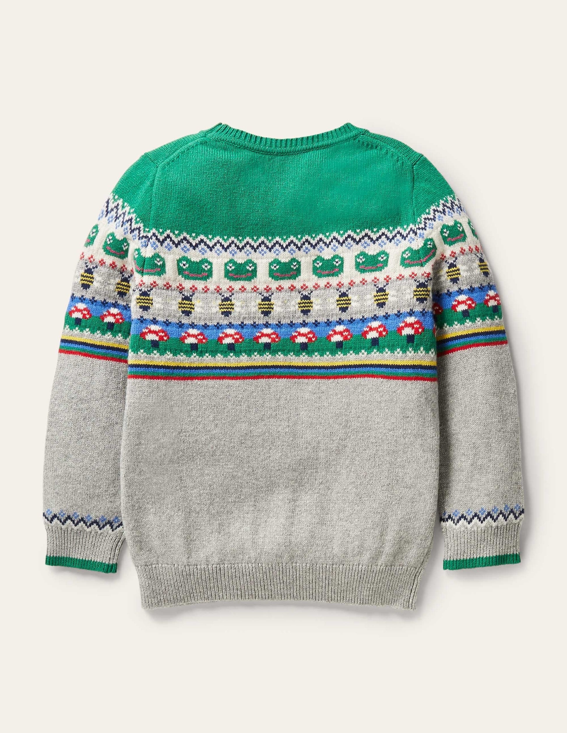 Fair Isle Crew Jumper-Grey Marl/Green Pepper Frog-5