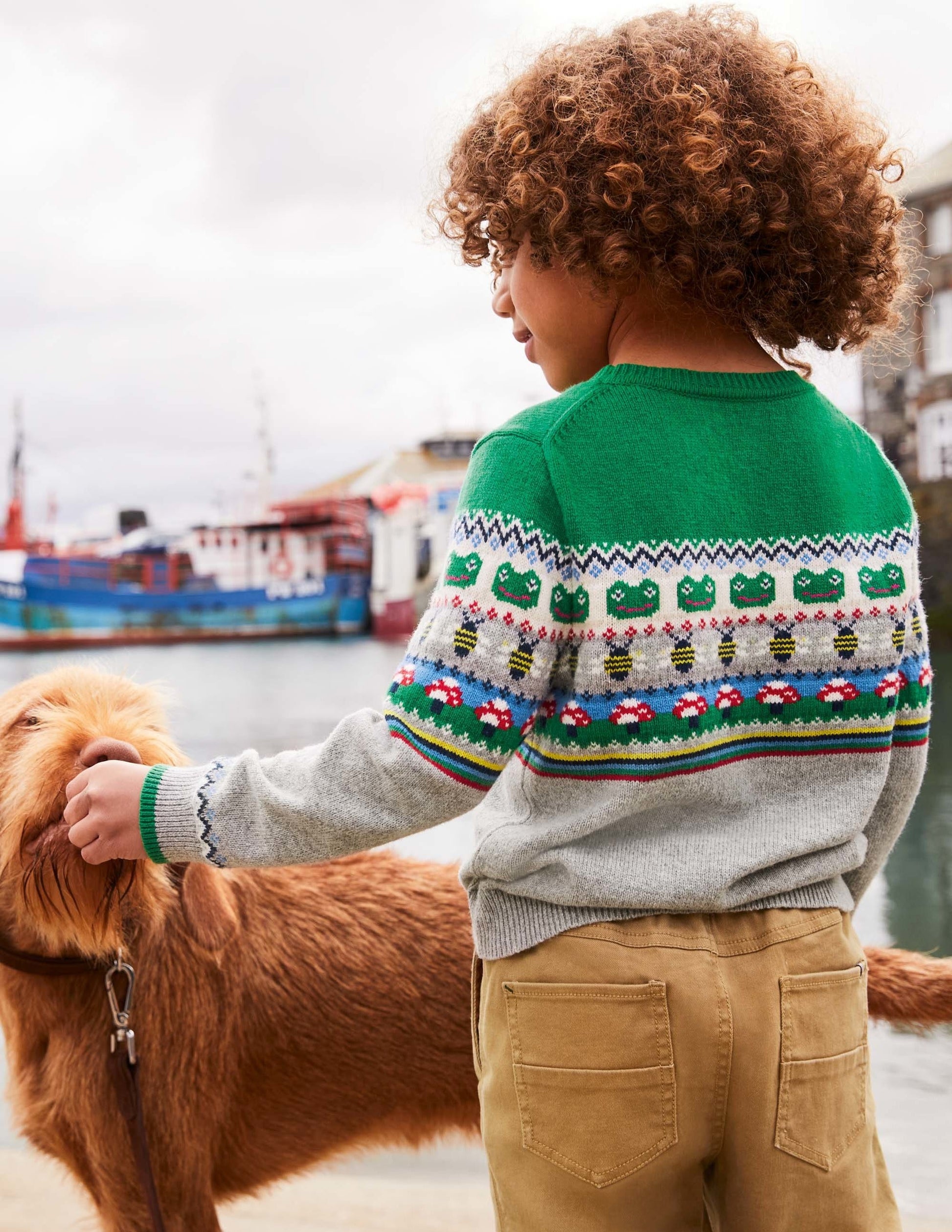 Fair Isle Crew Jumper-Grey Marl/Green Pepper Frog-6