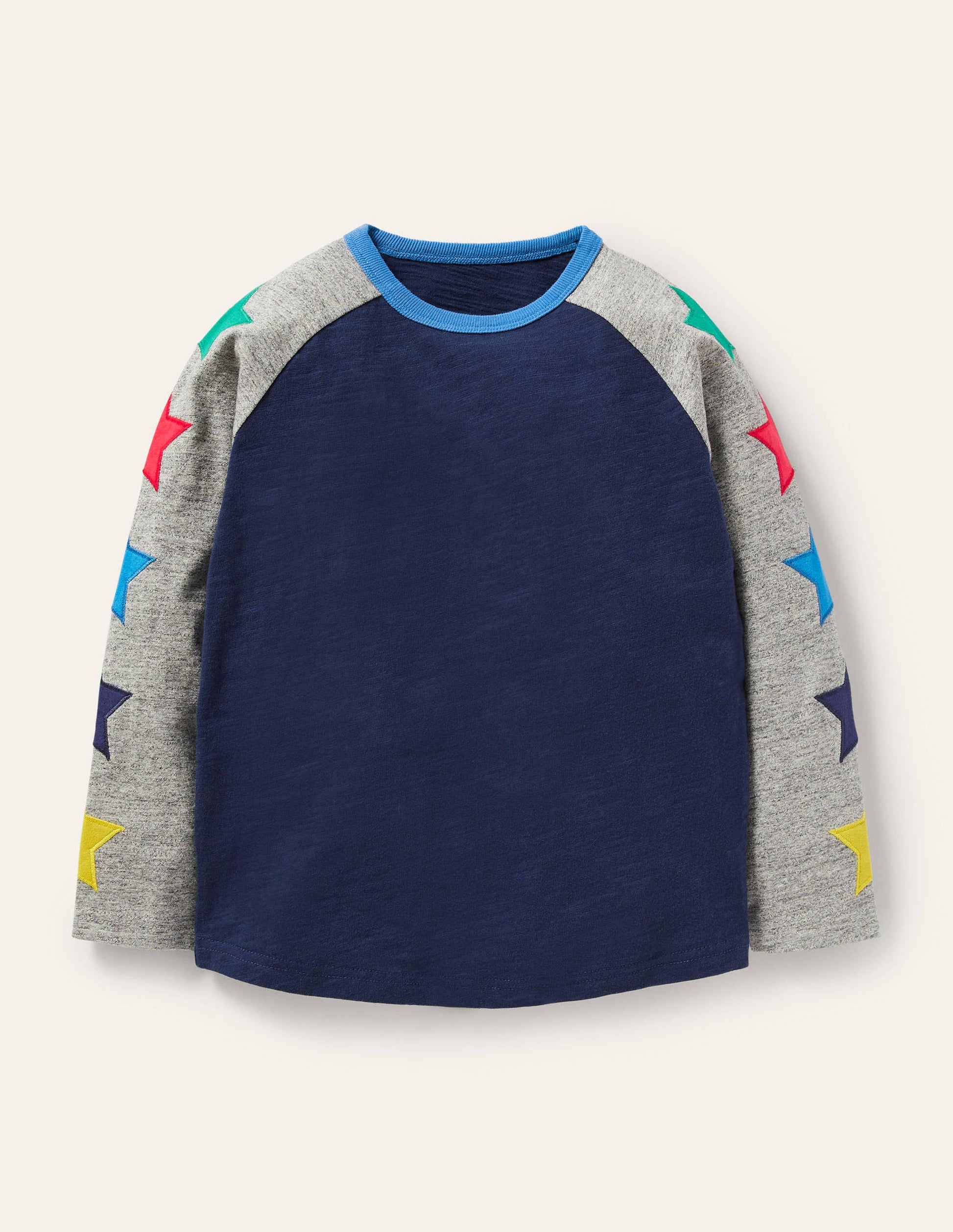 Raglan T-Shirt-Starboard Blue/Grey Marl Star-1
