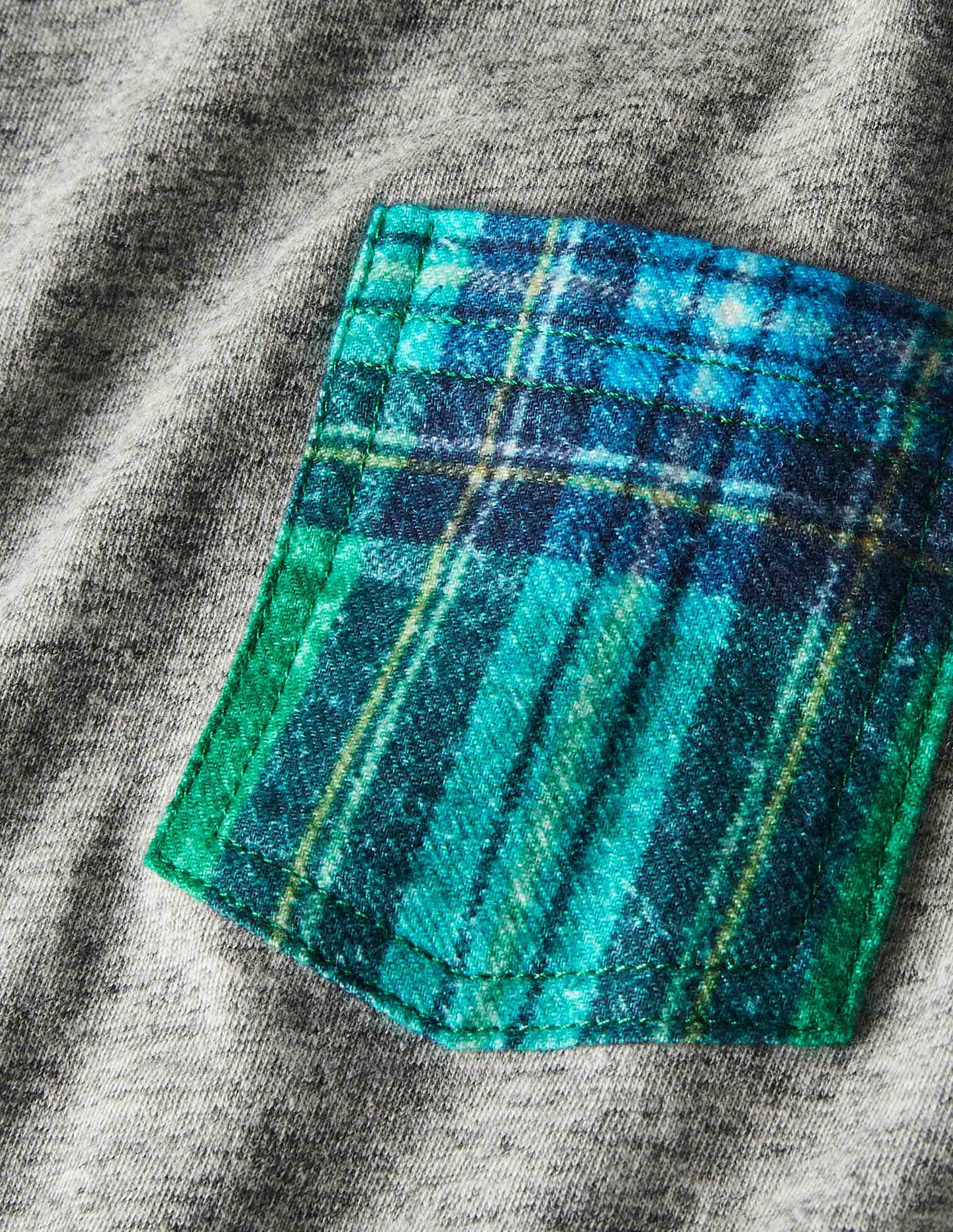 Cosy Brushed Pyjama Set-Grey Marl/Forest Green - Image 3