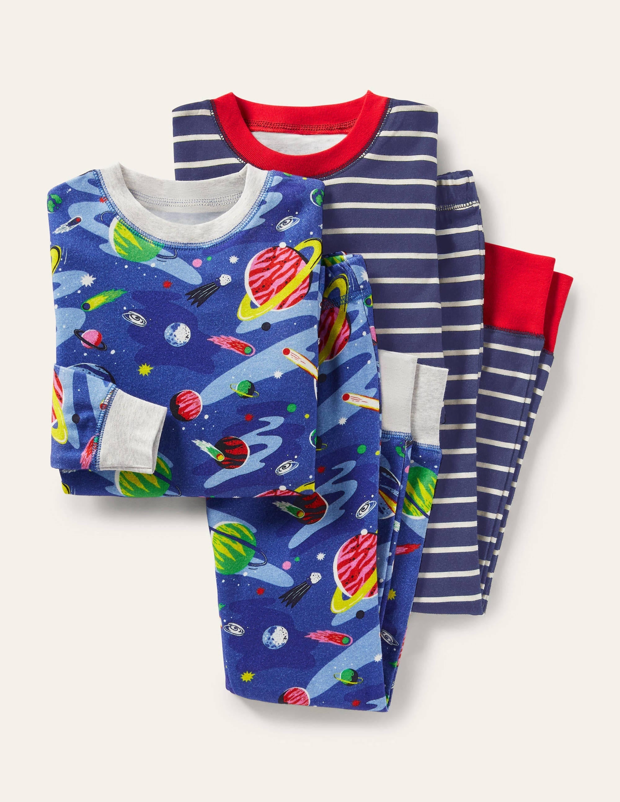Twin Pack Snug Pyjamas-Bright Blue Space - Image 1