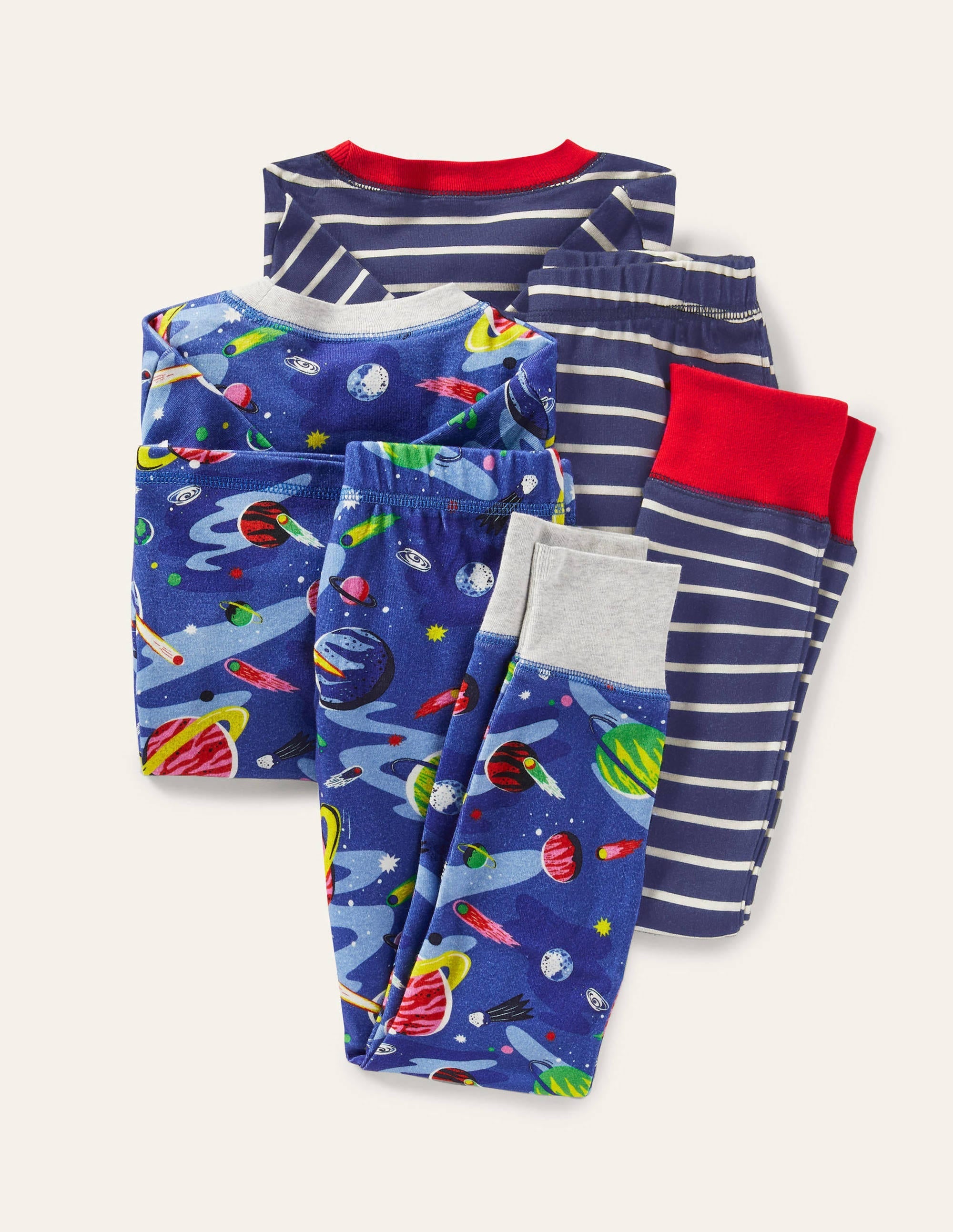 Twin Pack Snug Pyjamas-Bright Blue Space - Image 2