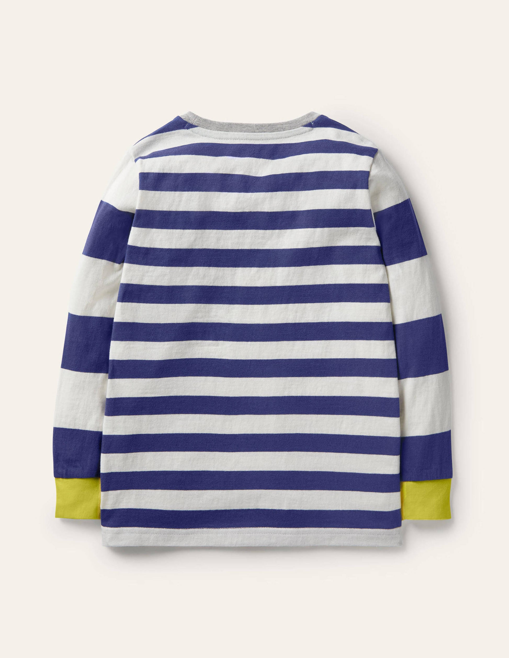Stripe Animal Appliqué T-shirt-College Navy/Ivory Frog-2