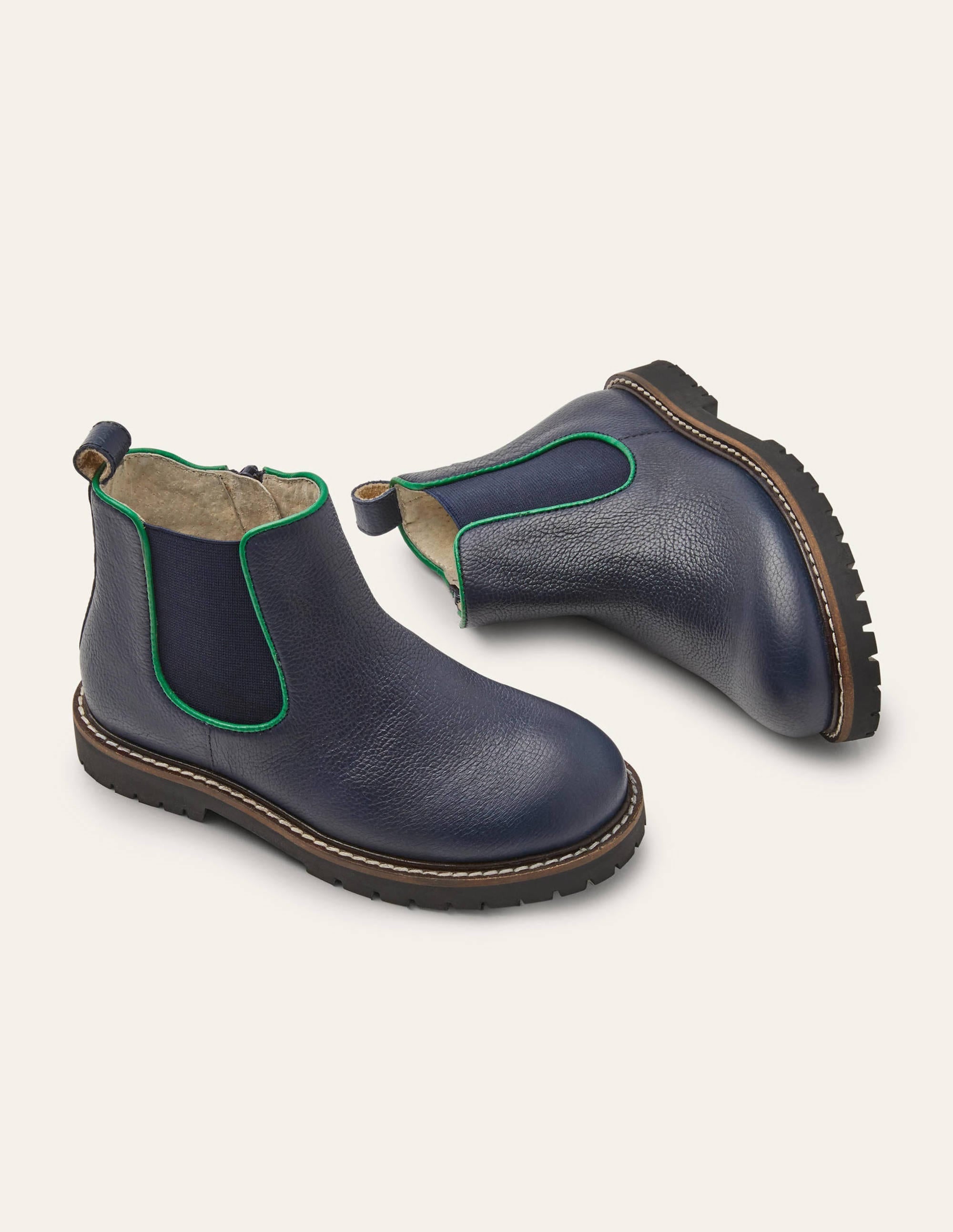 Leather Chelsea Boots-College Navy - Image 1