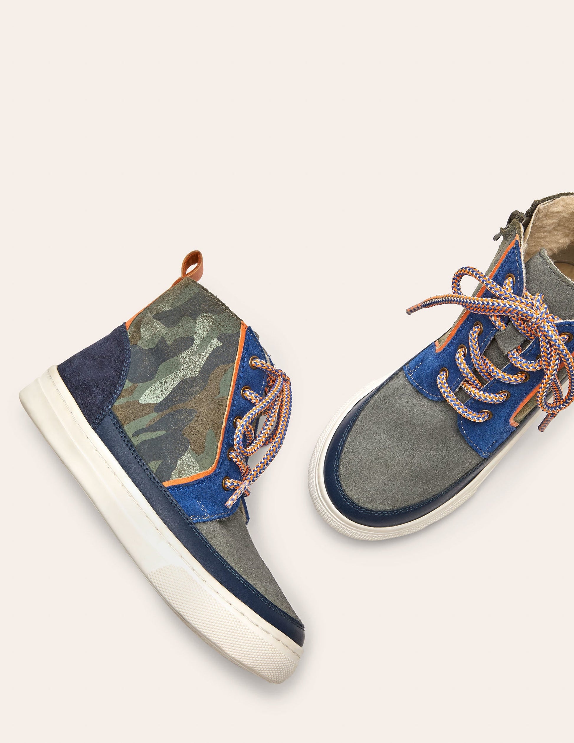 Leather Lace Up Boots-Khaki Camo-1