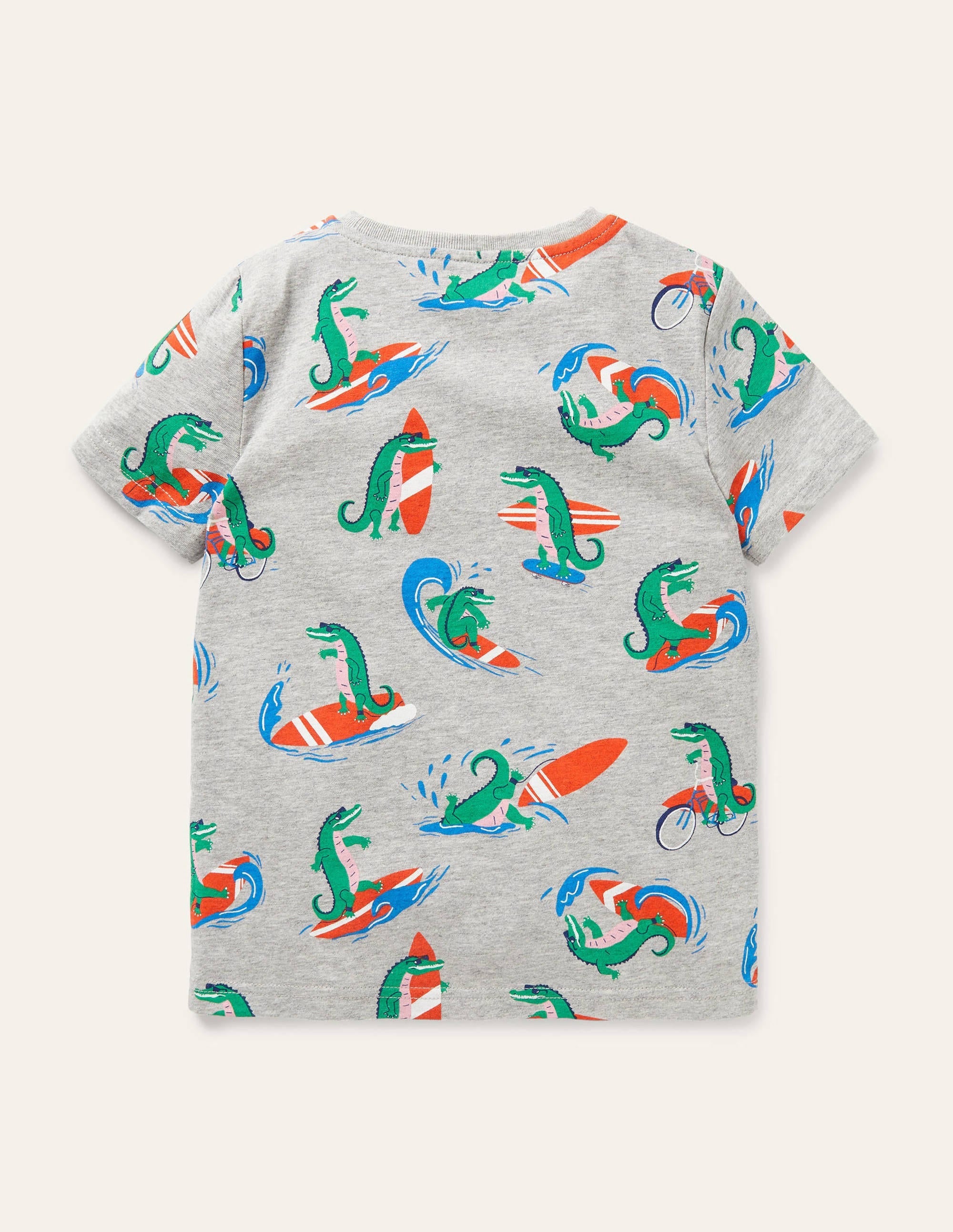 Printed T-shirt-Grey Marl Surfing Crocs - Image 2