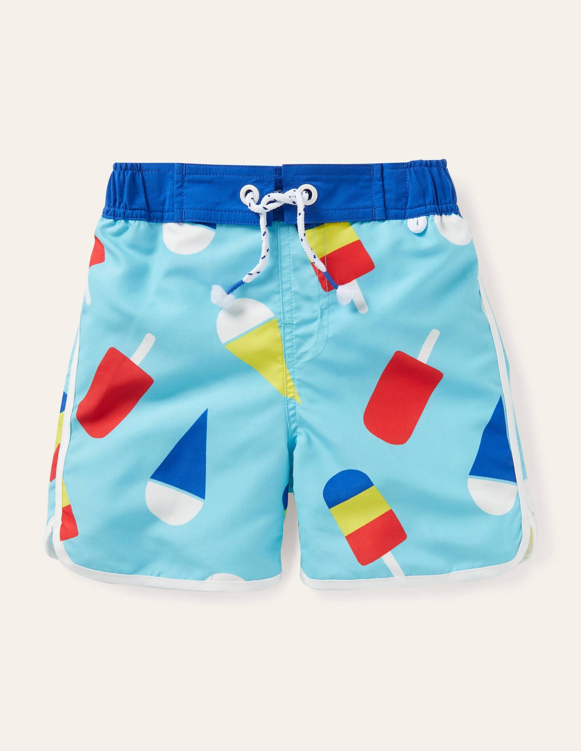 Printed Surf Shorts-Aqua Blue Geo Lolly - Image 1