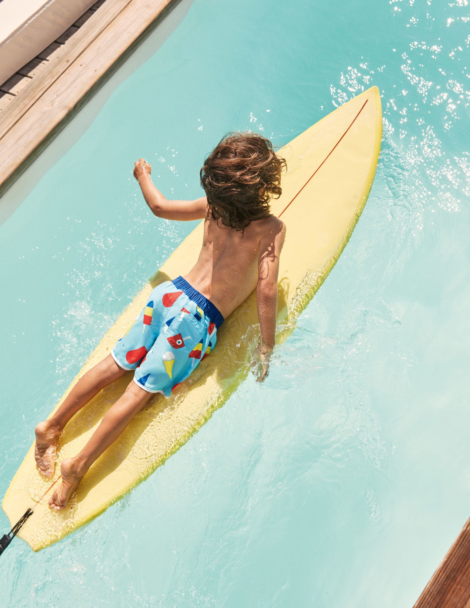 Printed Surf Shorts-Aqua Blue Geo Lolly-4