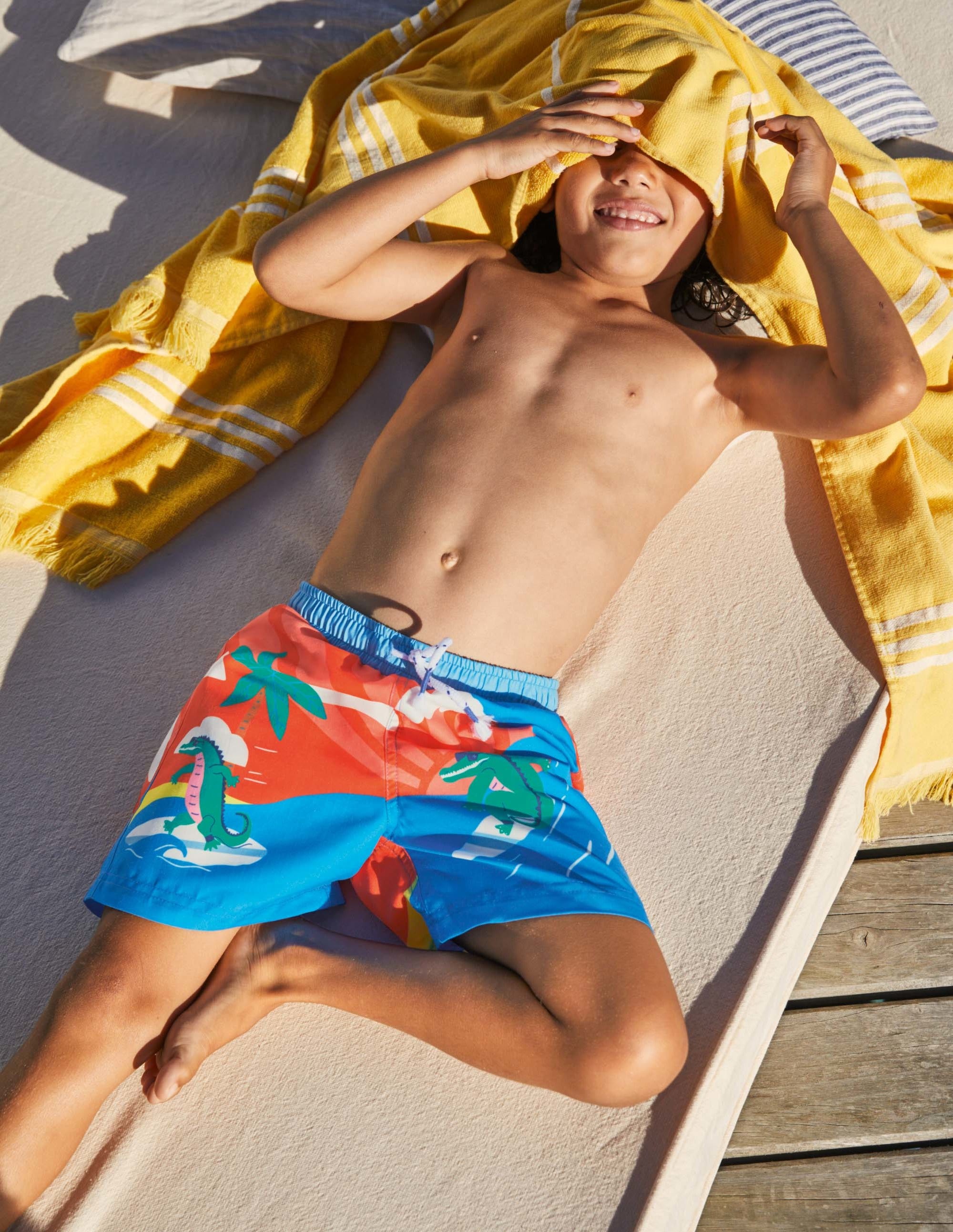 Swim Shorts-Firecracker Red Surfing Croc - Image 4