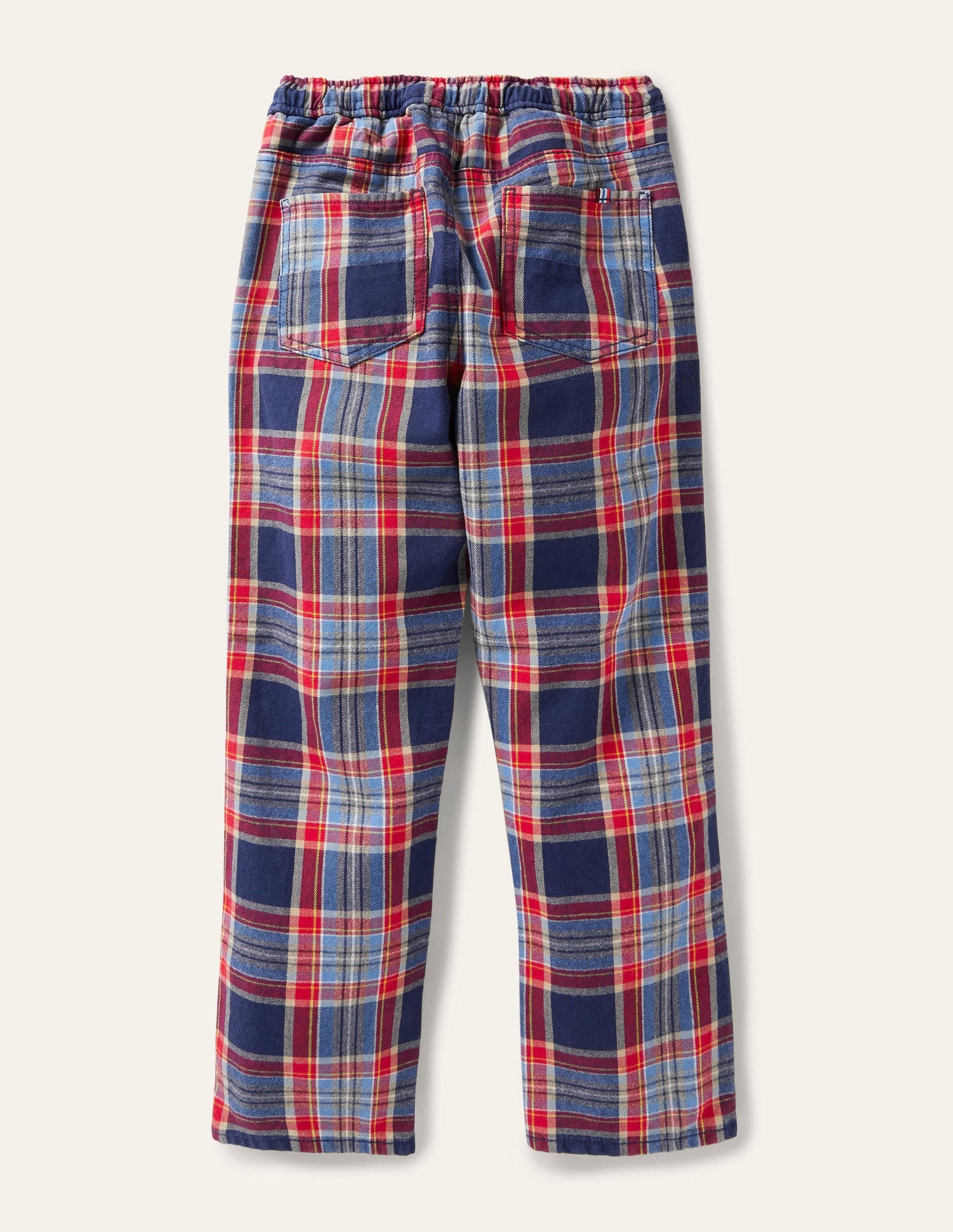 Relaxed Slim Pull-on Trousers-Rockabilly Red/Navy Blue-2