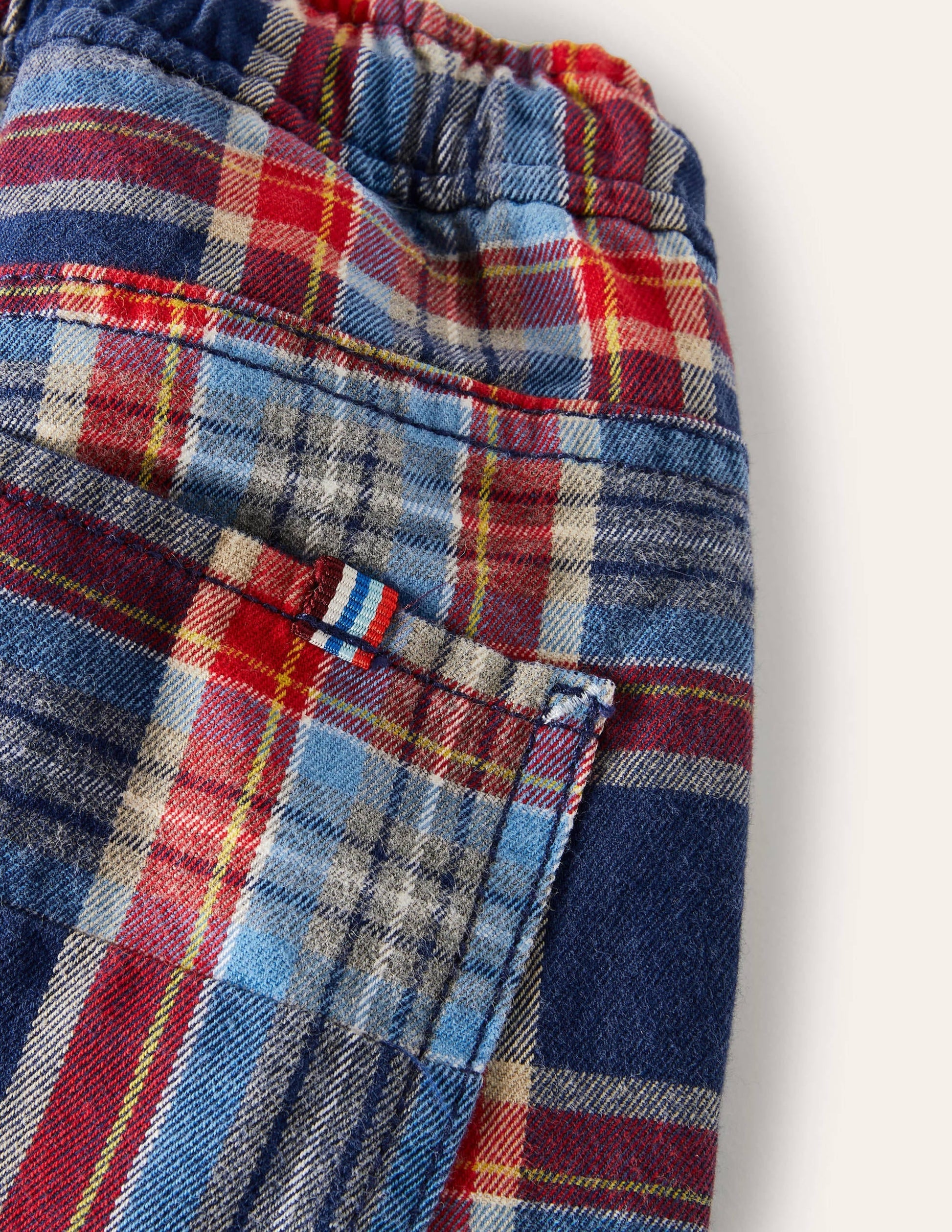 Relaxed Slim Pull-on Trousers-Rockabilly Red/Navy Blue-3