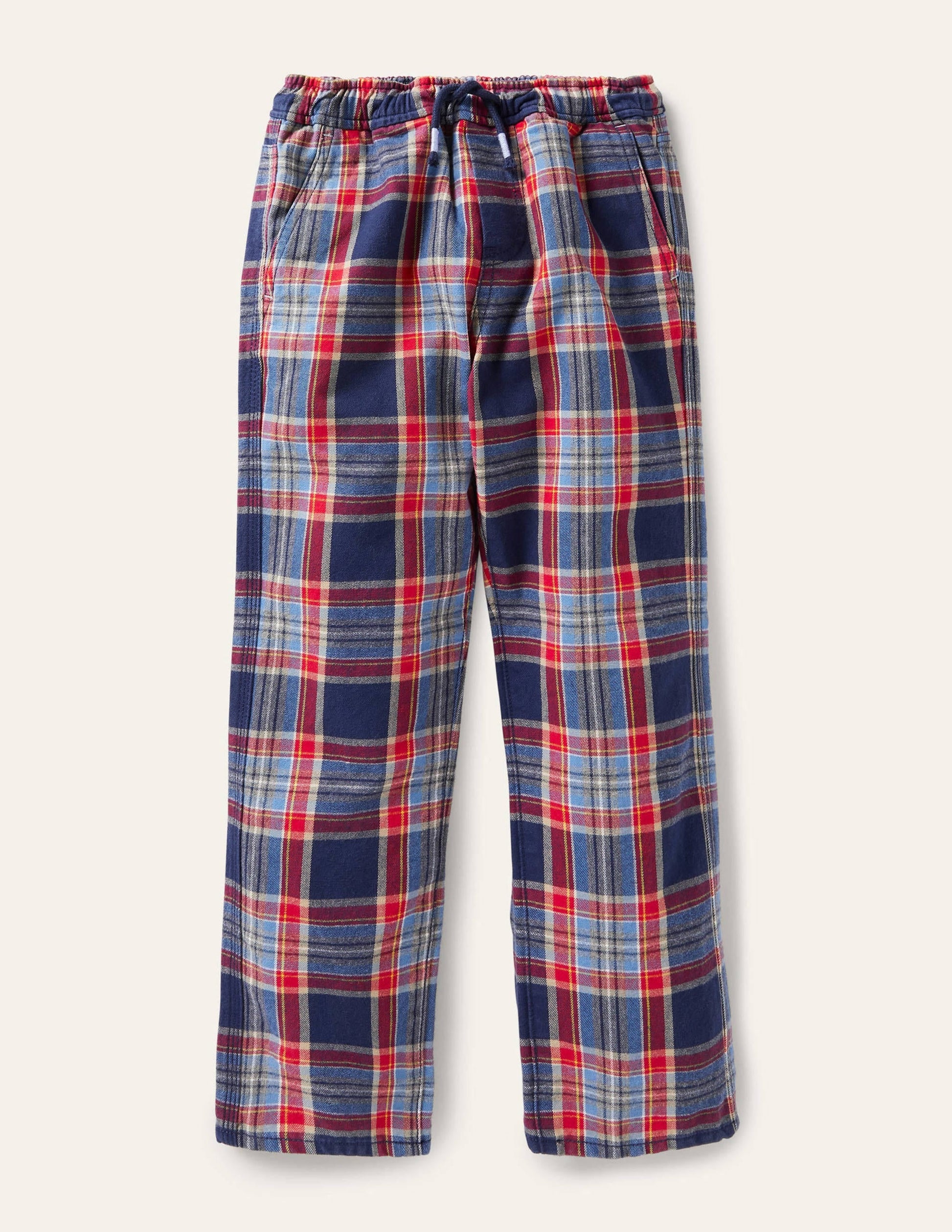 Relaxed Slim Pull-on Trousers-Rockabilly Red/Navy Blue-1