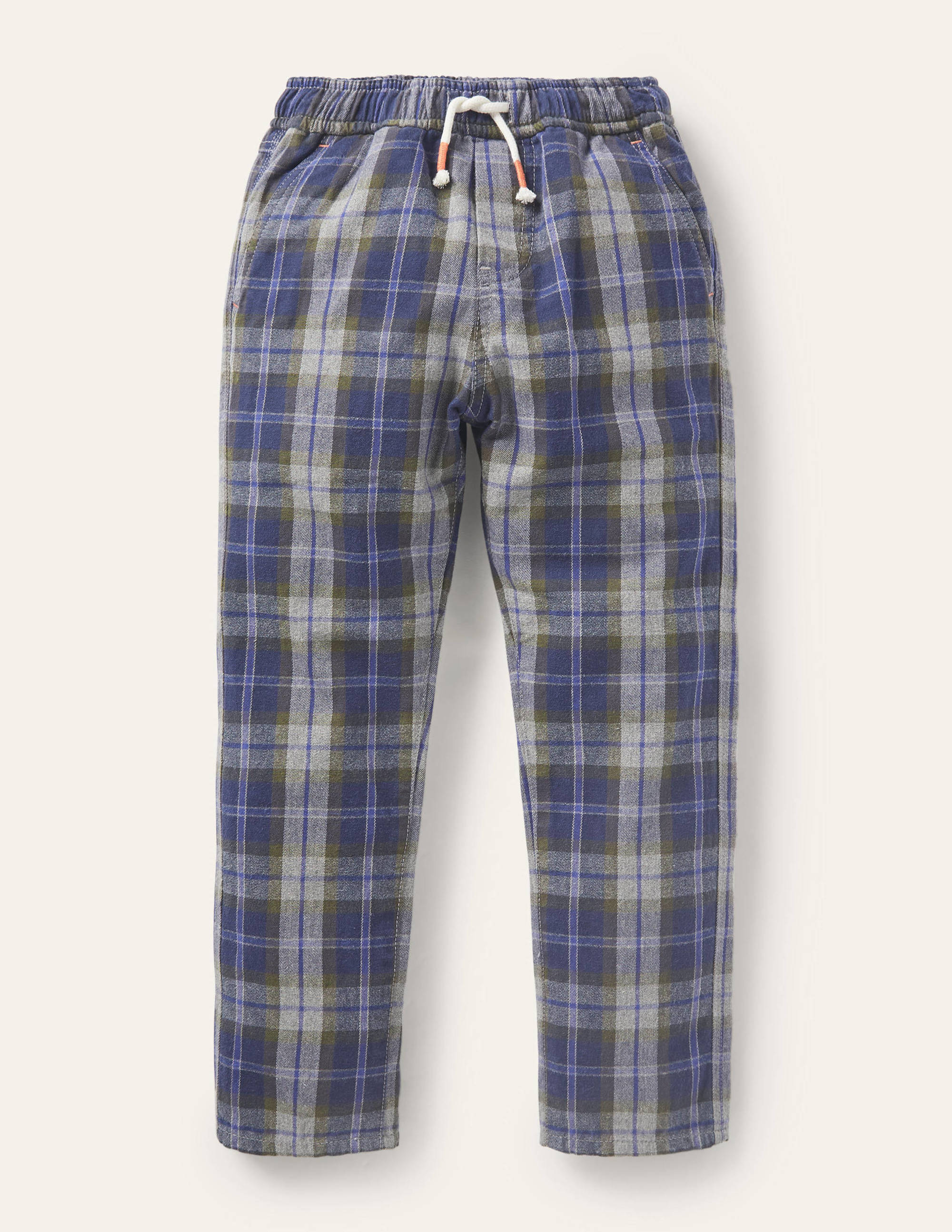 Relaxed Slim Pull-on Trousers-Grey Marl/College Navy - Image 1