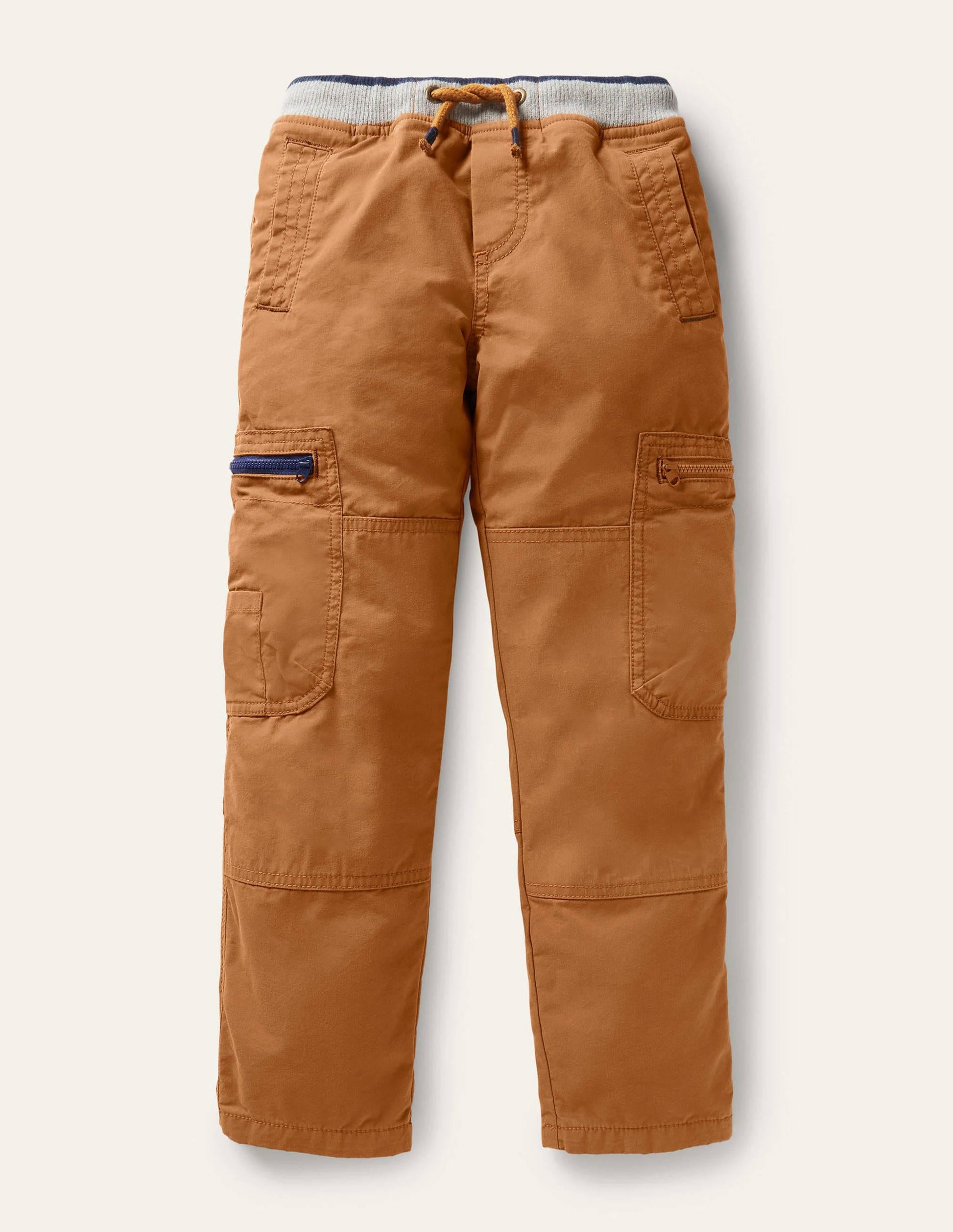 Cosy Lined Cargo Trousers-Butterscotch Brown-1