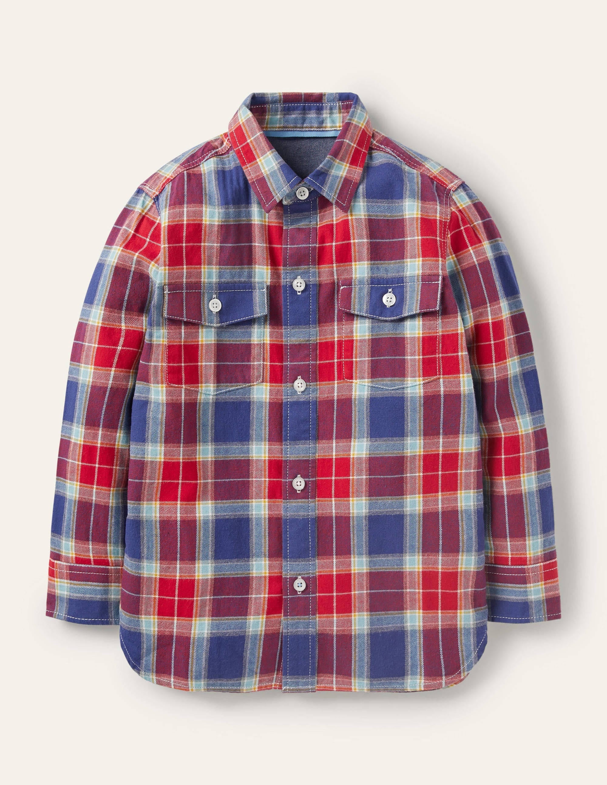 Cosy Brushed Check Shirt-Rockabilly Red/Starboard Blue - Image 1
